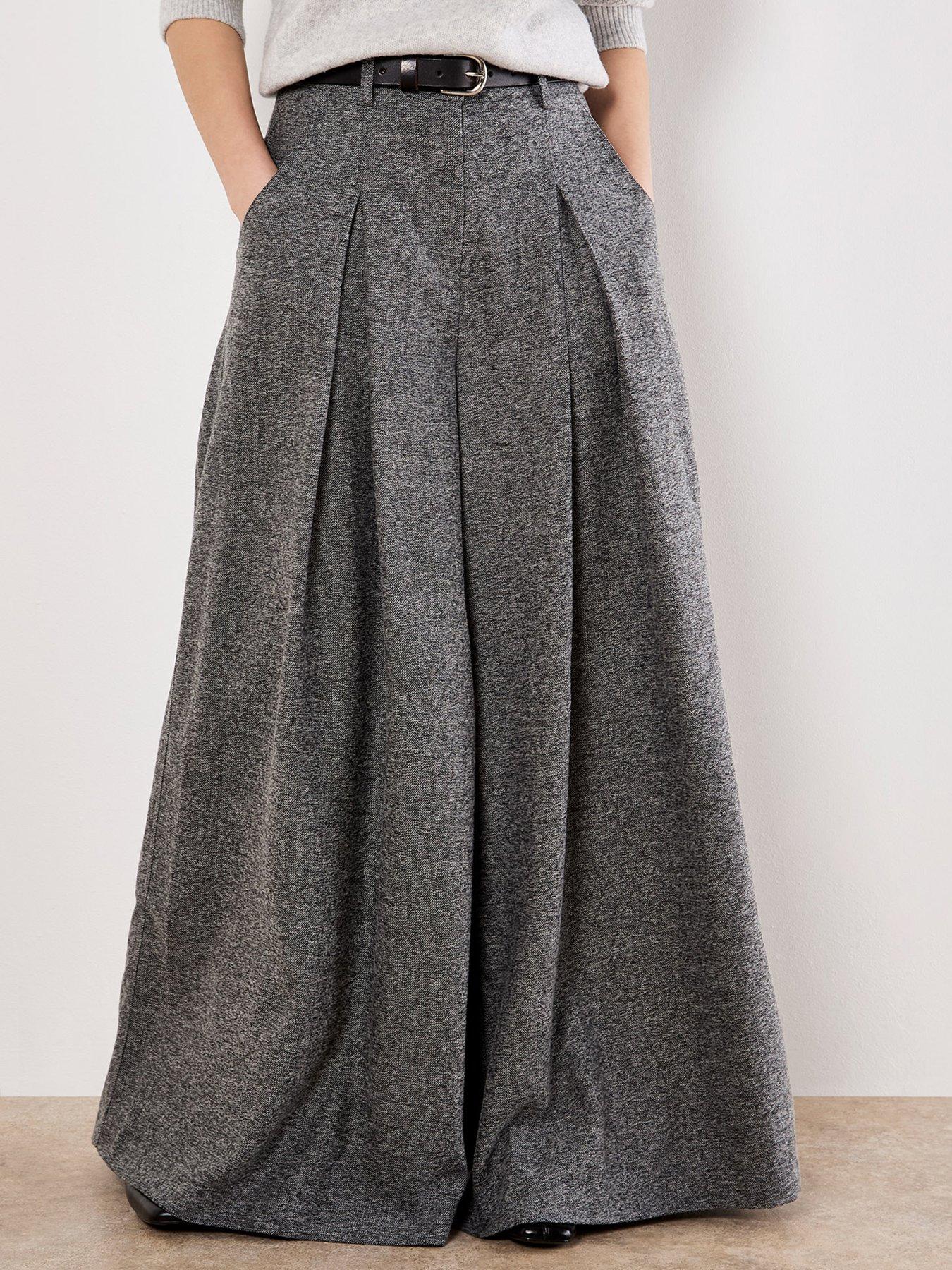 undefined Invert Pleat Wide Tailored Trousers - Grey