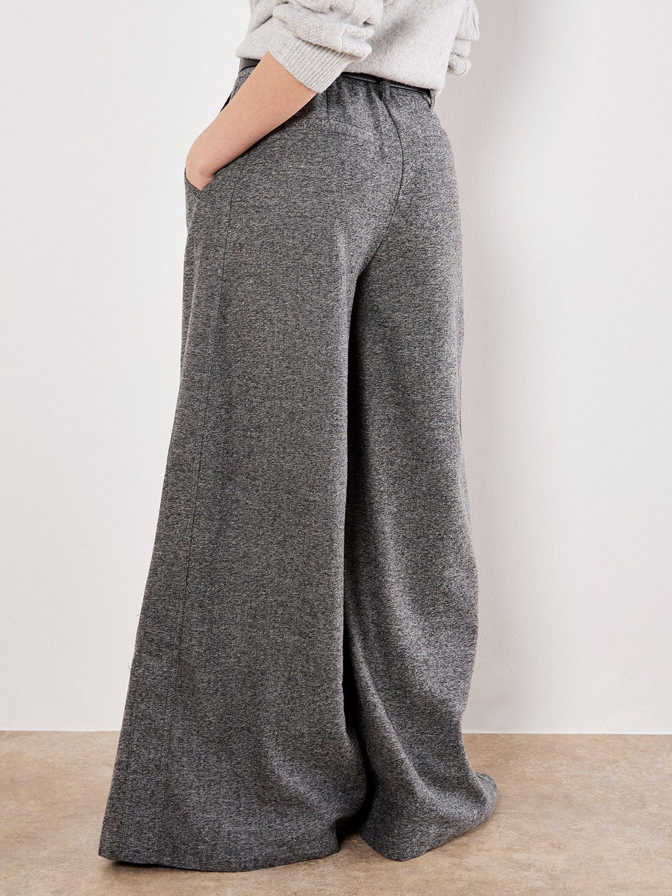 Image 2 of 4 of Apricot Invert Pleat Wide Tailored Trousers - Grey