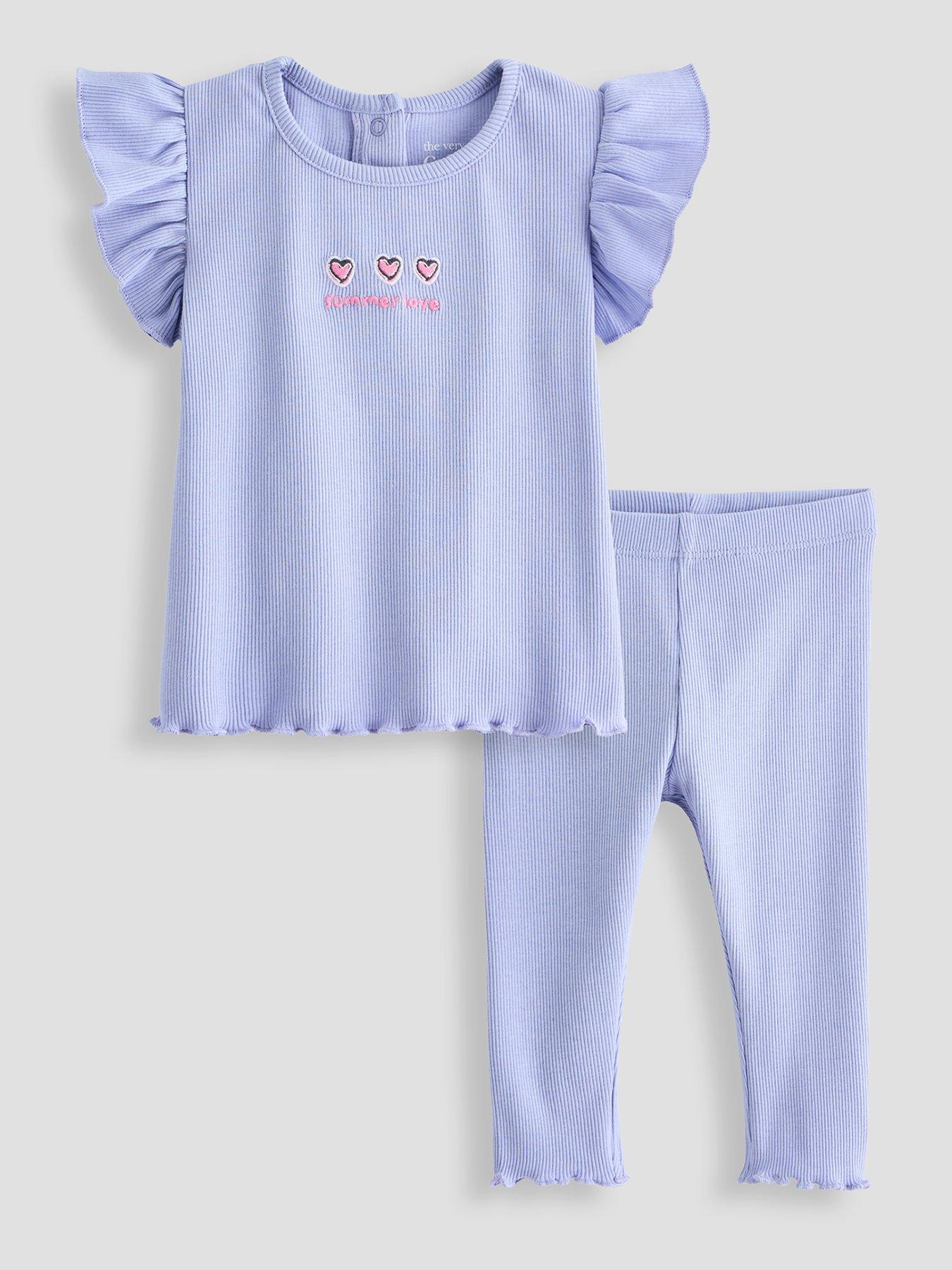 Image 1 of 4 of The Very Collection Girls Rib T-Shirt And Legging Set - Blue