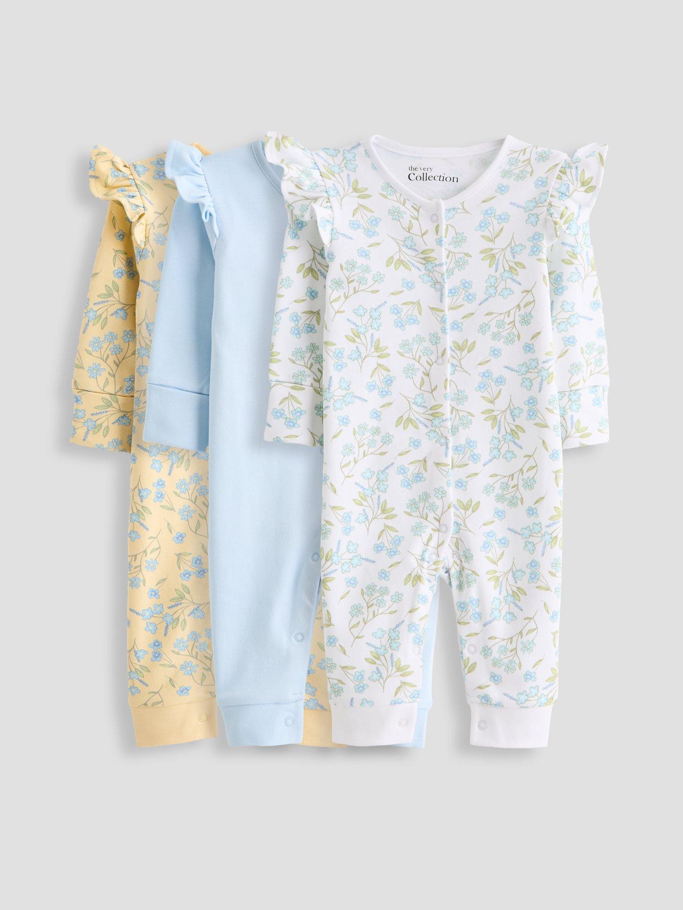 Image 1 of 5 of The Very Collection 3 Pack Vintage Floral Sleepsuits