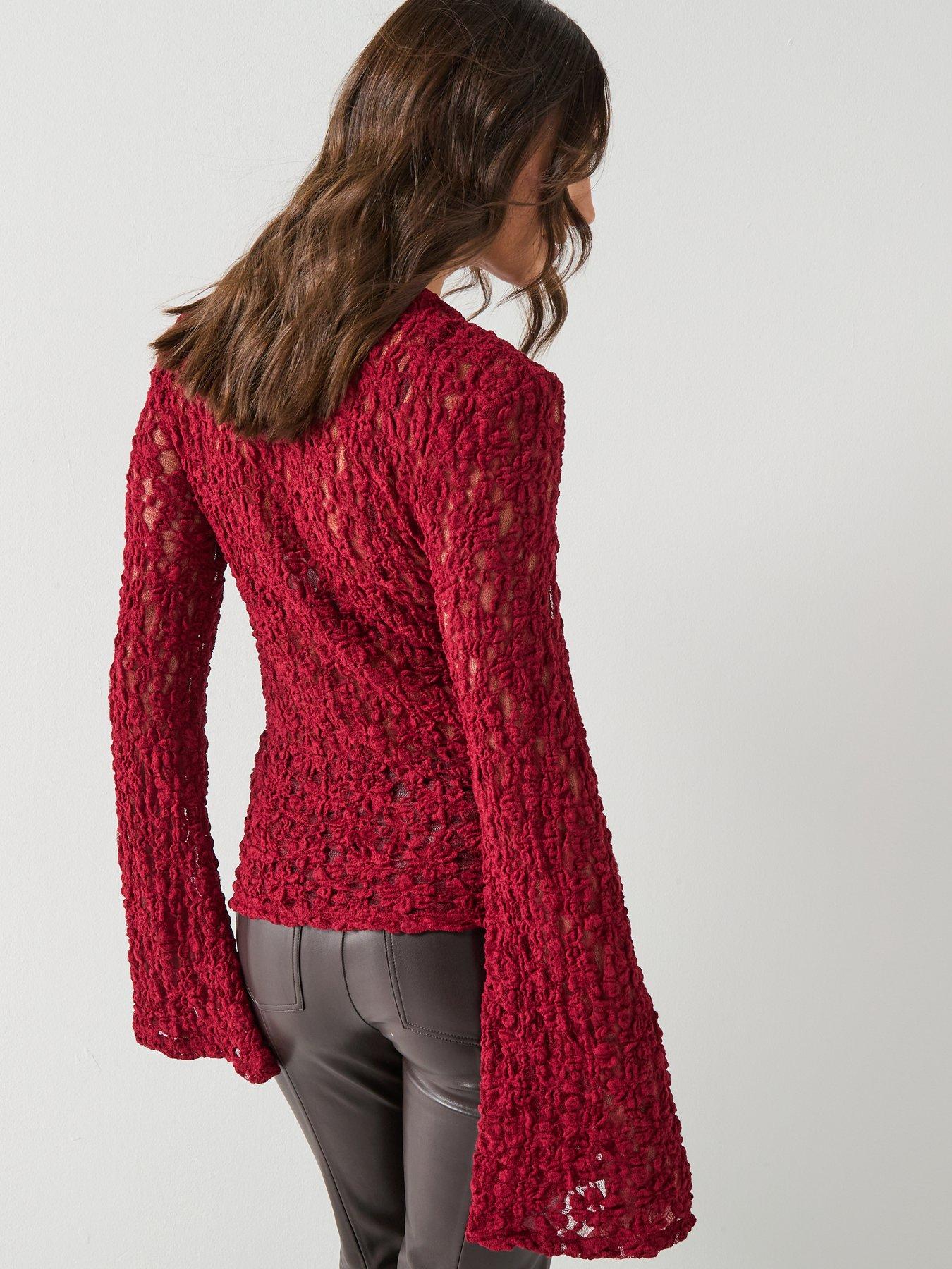Vero Moda Stacy Long Sleeve Lace Top - Red | Very