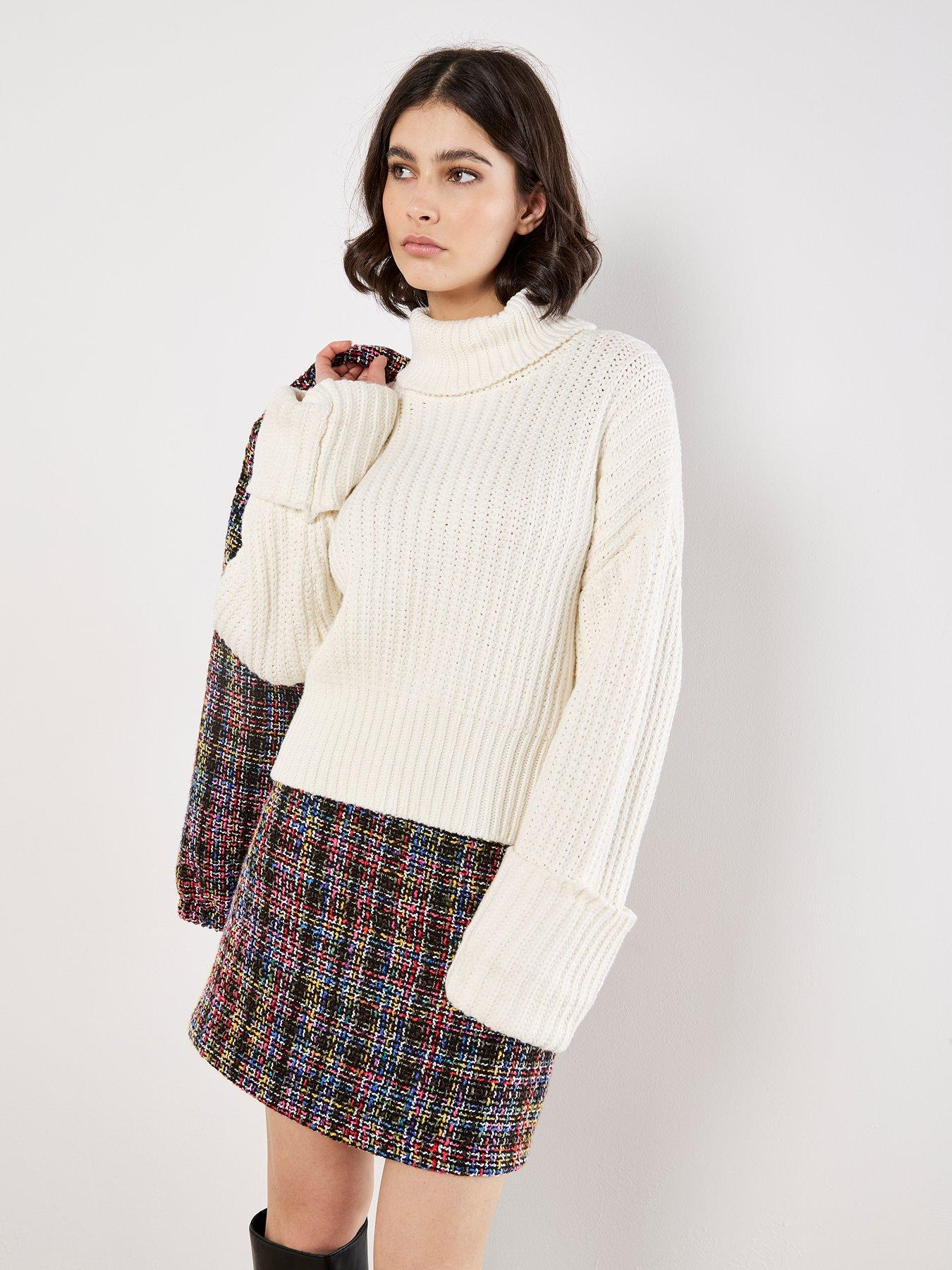 Apricot Multicoloured Tweed Mini Skirt - Black