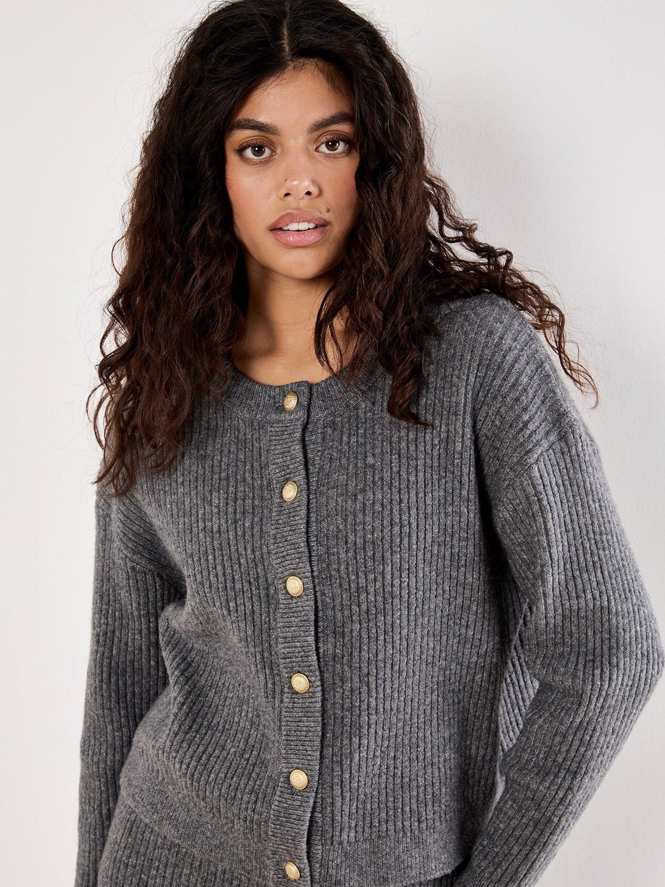 undefined Button Knit Cardigan - Grey