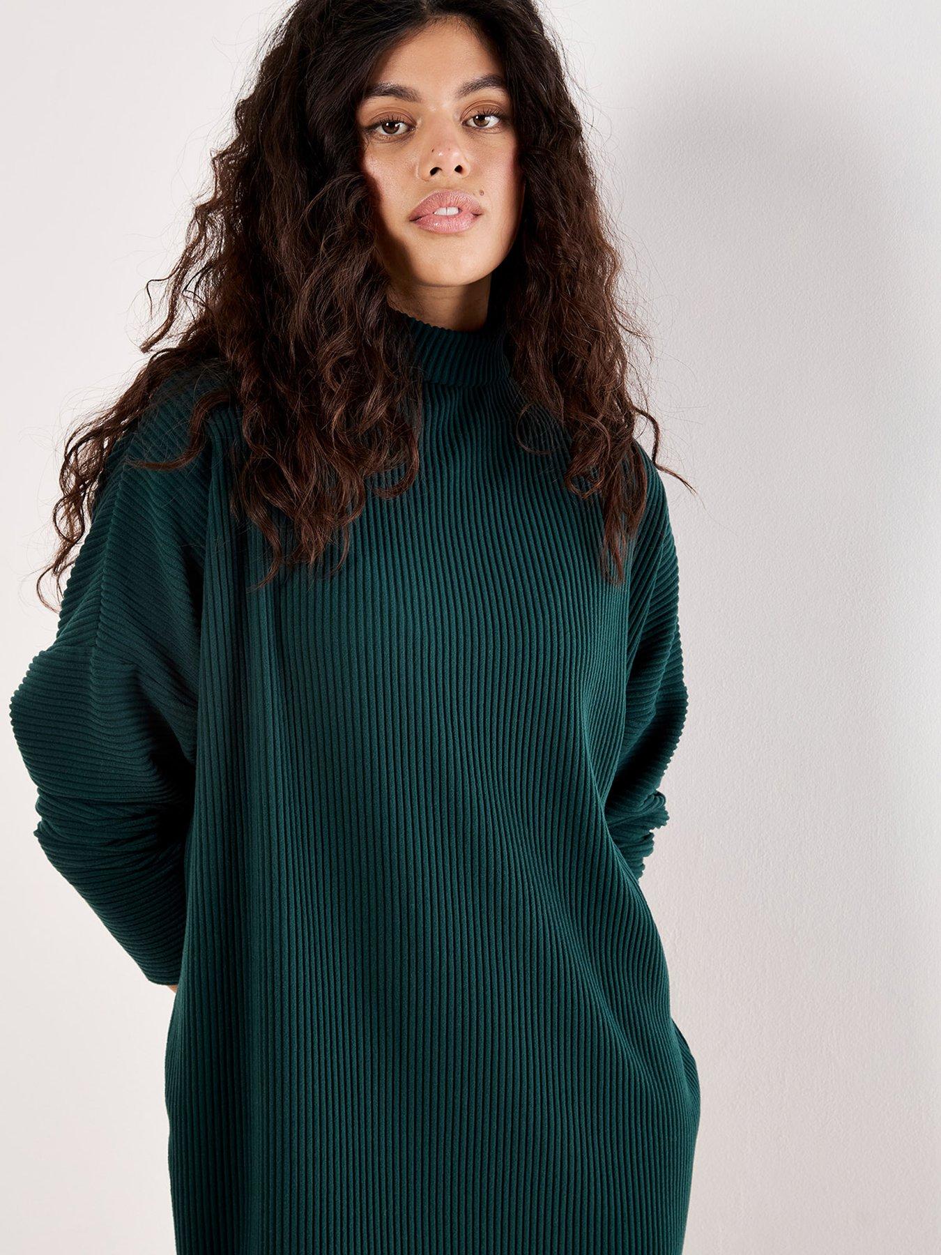 Apricot Thick Rib Cocoon Dress - Green