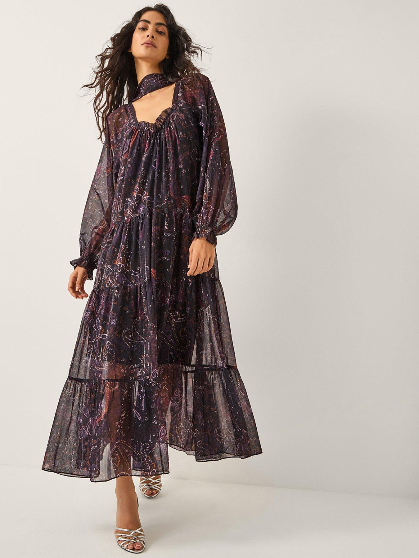 monsoon purple dress Lusia Embroidered Wrap Dress Purple