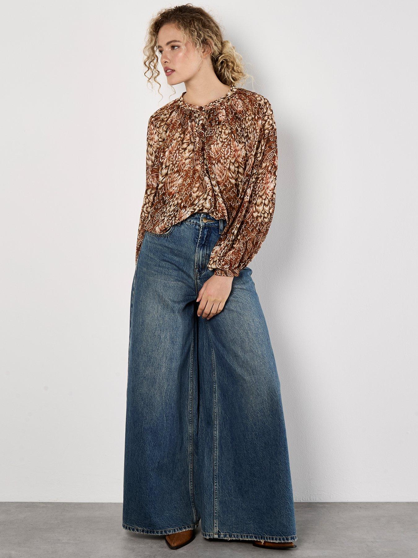 Image 3 of 5 of Apricot Feather Patchwork Chiffon Top