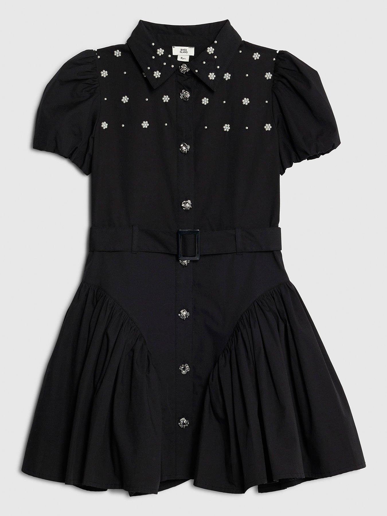 princess polly baby blue dress Disturbia | Parasite Bugs Short Sleeve Mini Shirt Dress - Black main image 1