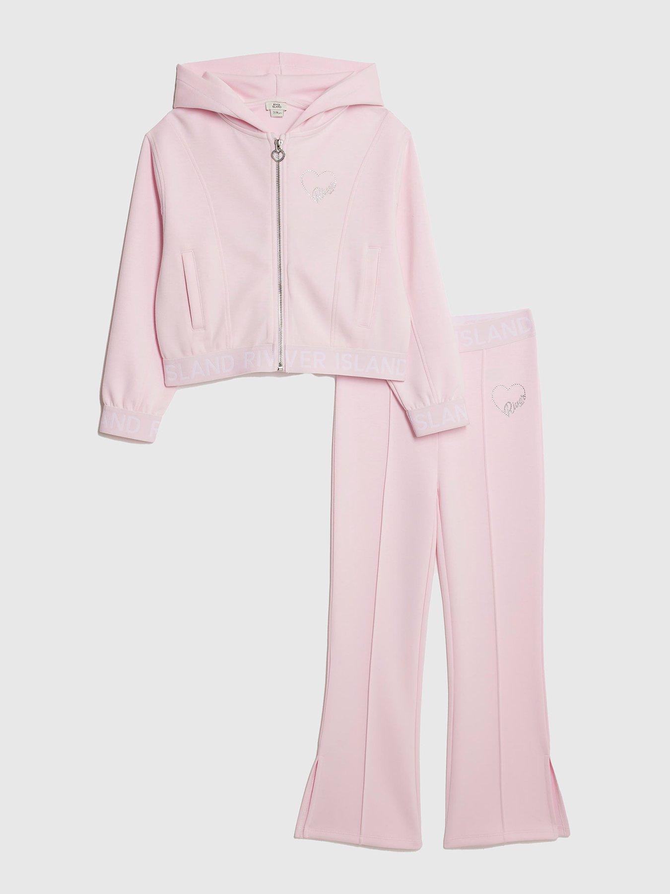 River Island Older Girls Premium Zipped Hoodie Set - Pink