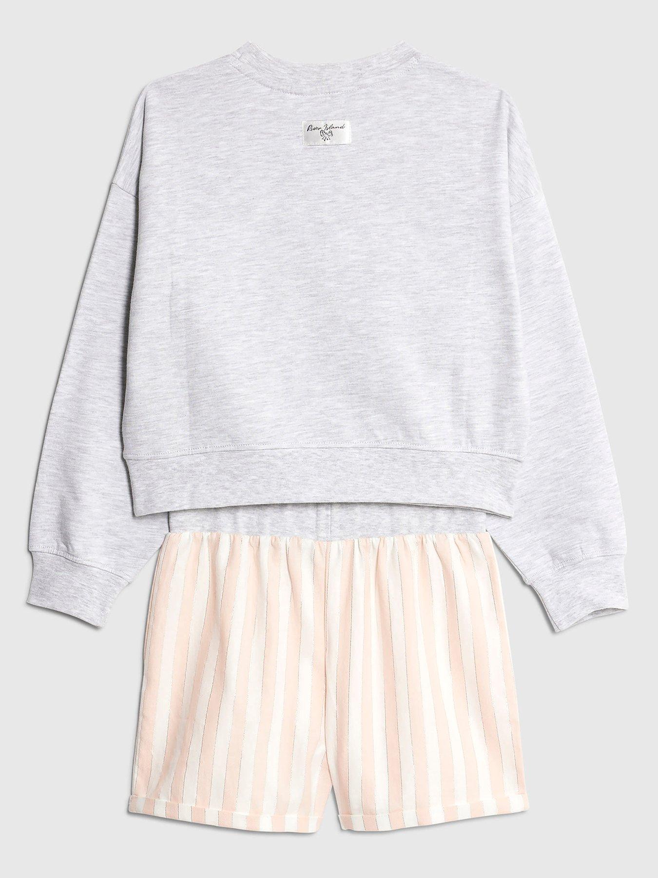Image 2 of 4 of River Island Older Girls Cherry Short Pyjamas Set - Grey