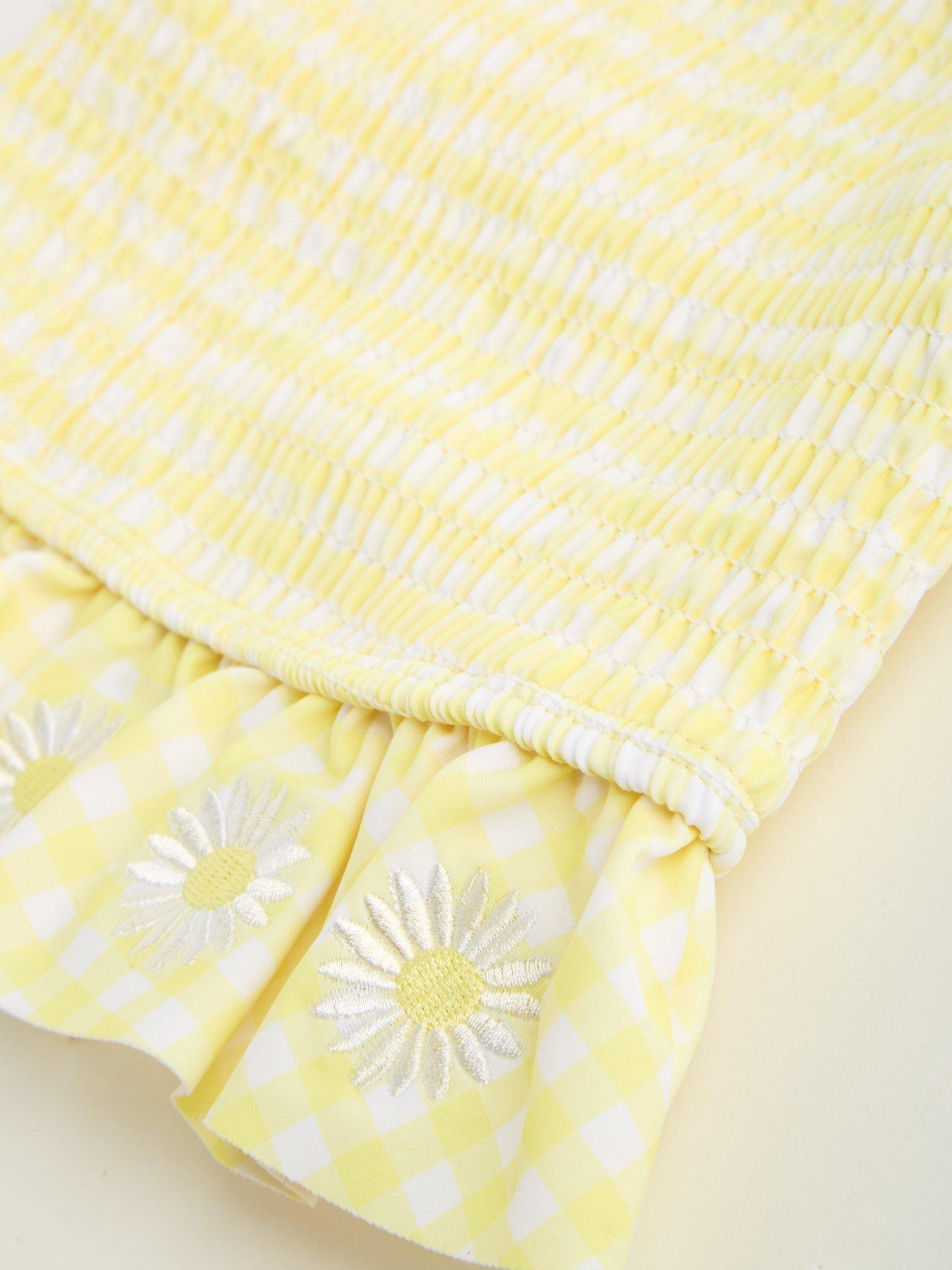 Image 4 of 5 of The Very Collection Gingham Daisy 2 Piece Swim Set - Yellow