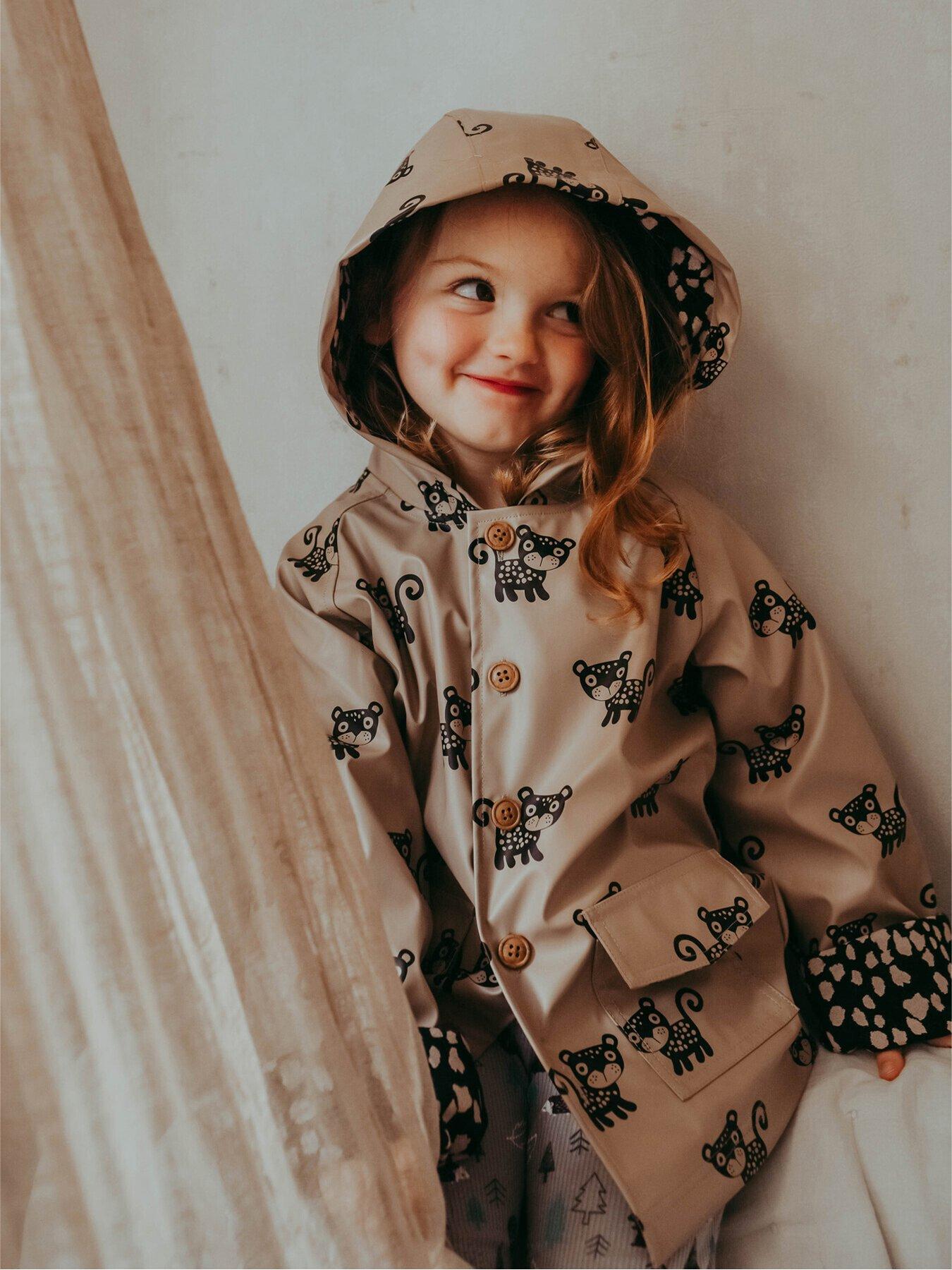 Image 1 of 4 of Turtledove London Kids Brown Leopard Print Hooded Raincoat