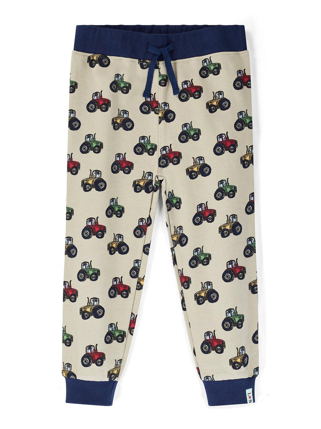 Lilly + Sid Boys Tractor Print Joggers - Grey