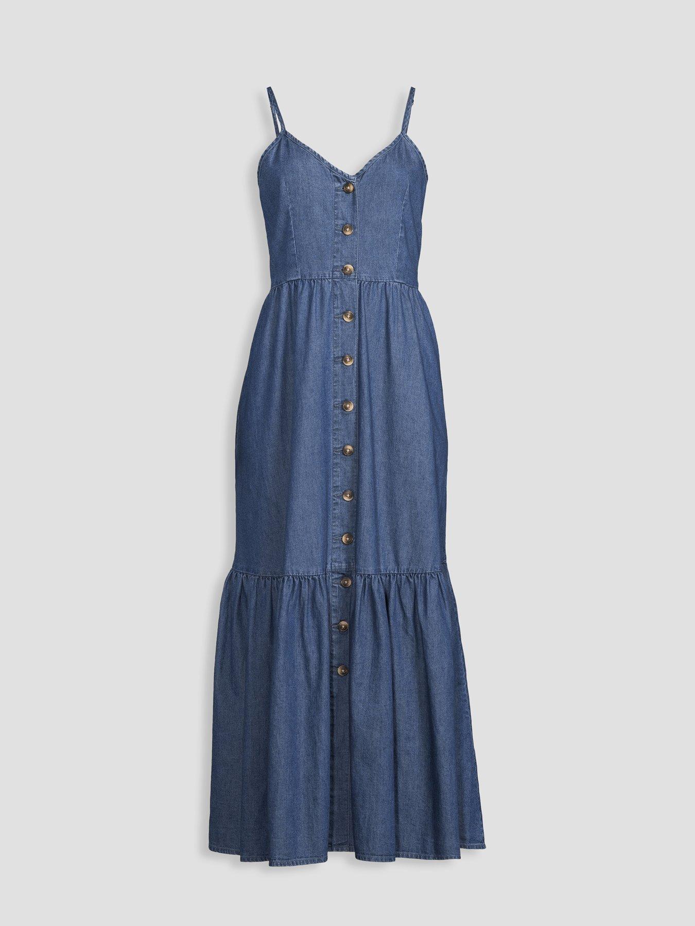 knee length dresses for ladies Harietta Denim Maxi Dress