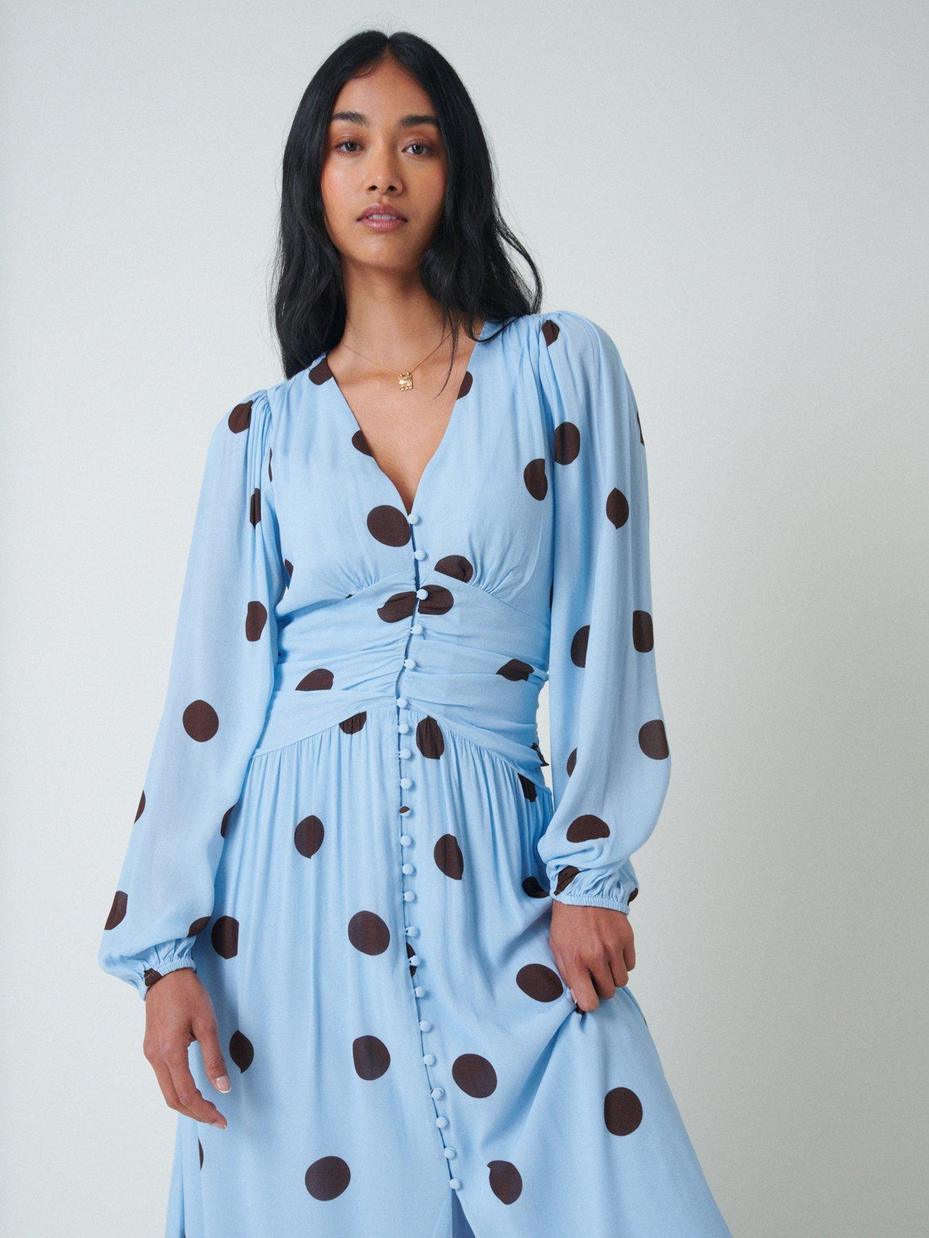 Image 3 of 5 of Nobodys Child Luna Ruched Waist Midi Dress - Blue