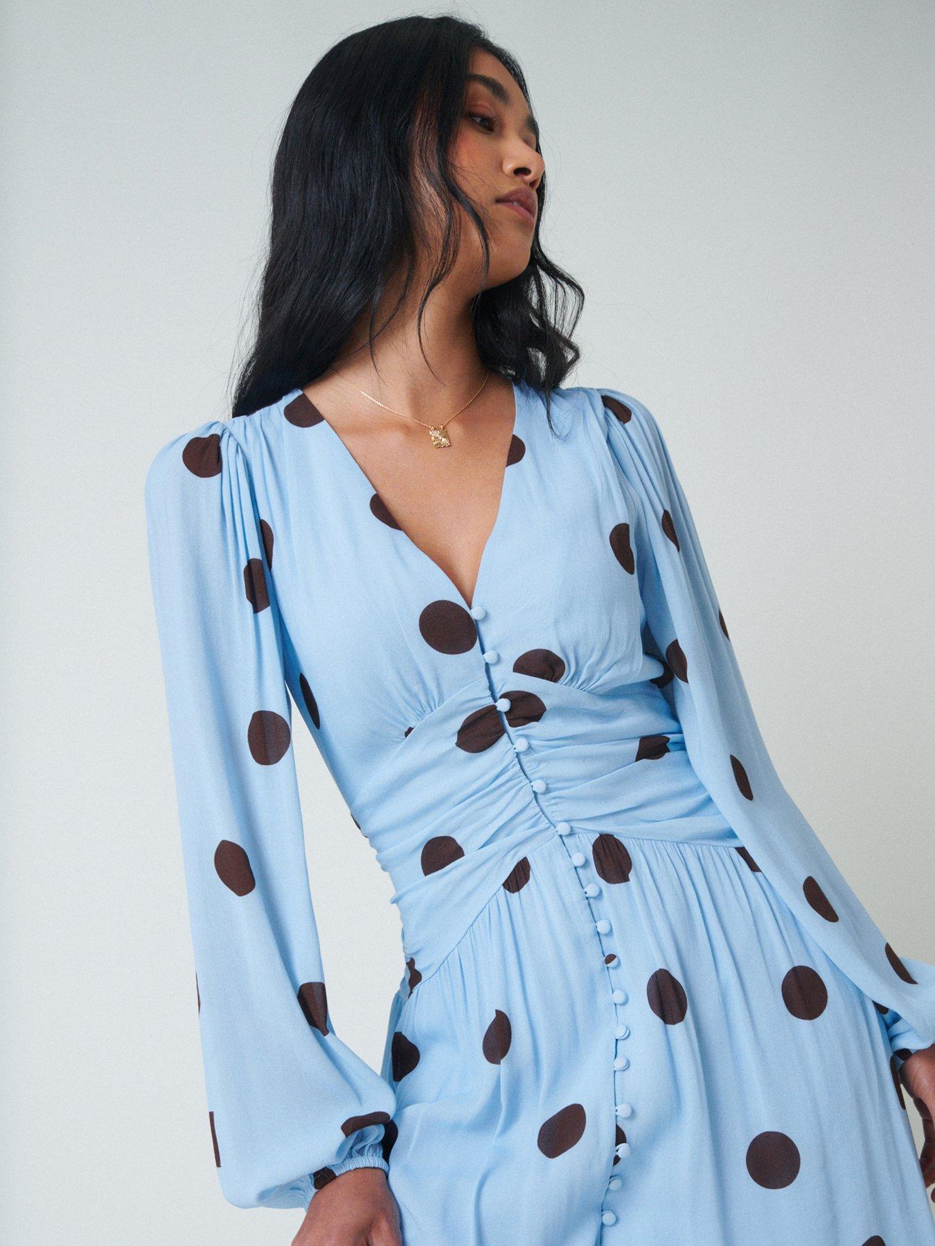 Image 4 of 5 of Nobodys Child Luna Ruched Waist Midi Dress - Blue