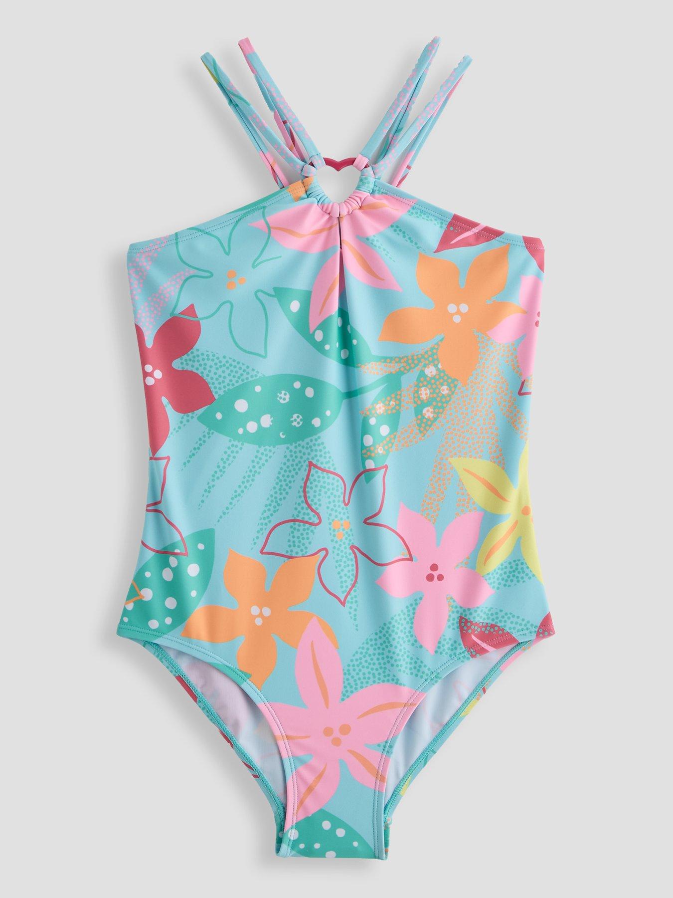 Image 1 of 4 of The Very Collection Floral Cross Back Swimsuit - Green