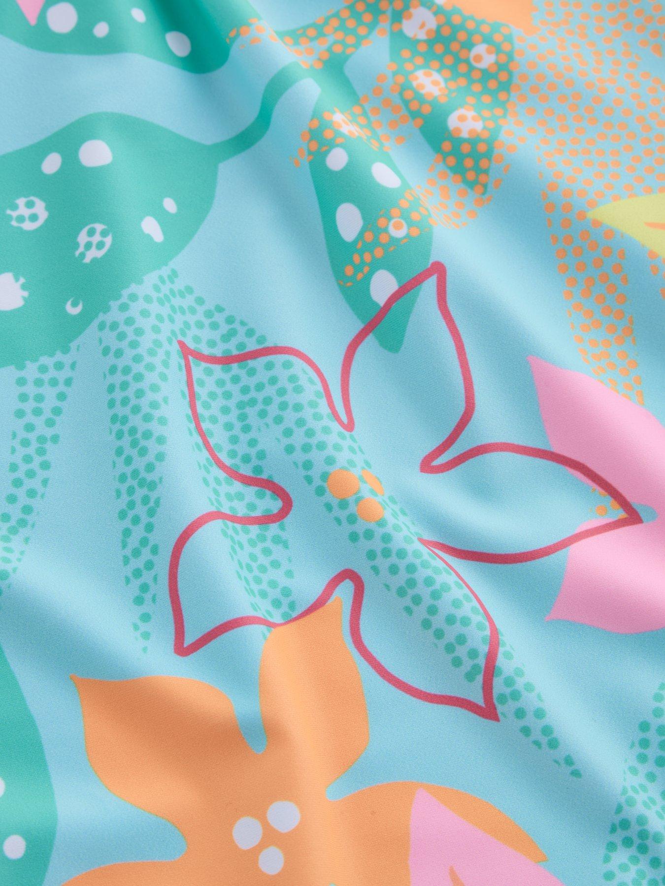 Image 3 of 4 of The Very Collection Floral Cross Back Swimsuit - Green