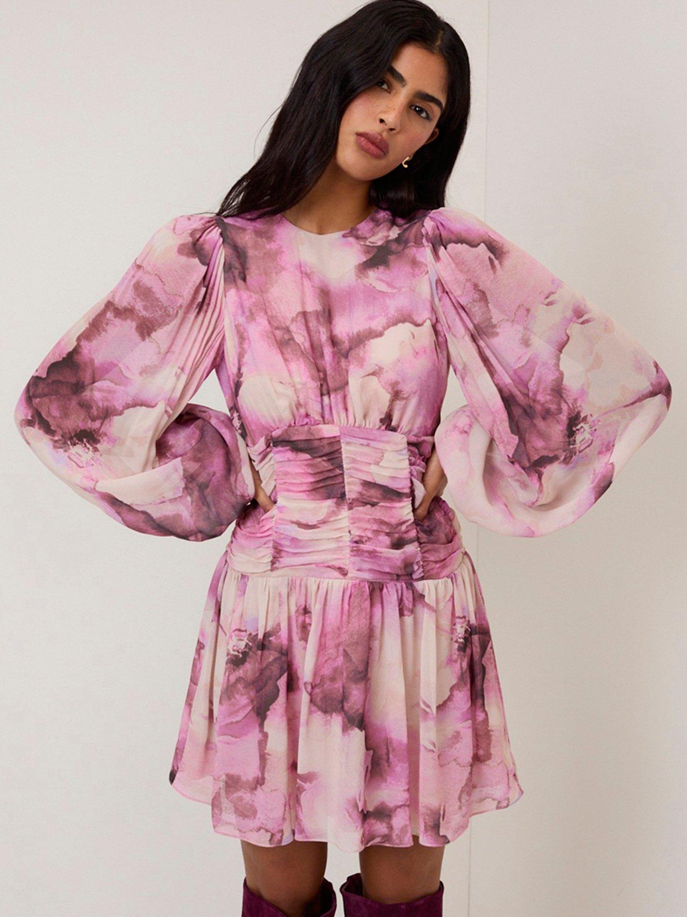 Nobodys Child Reese Watercolour Floral Mini Dress - Pink