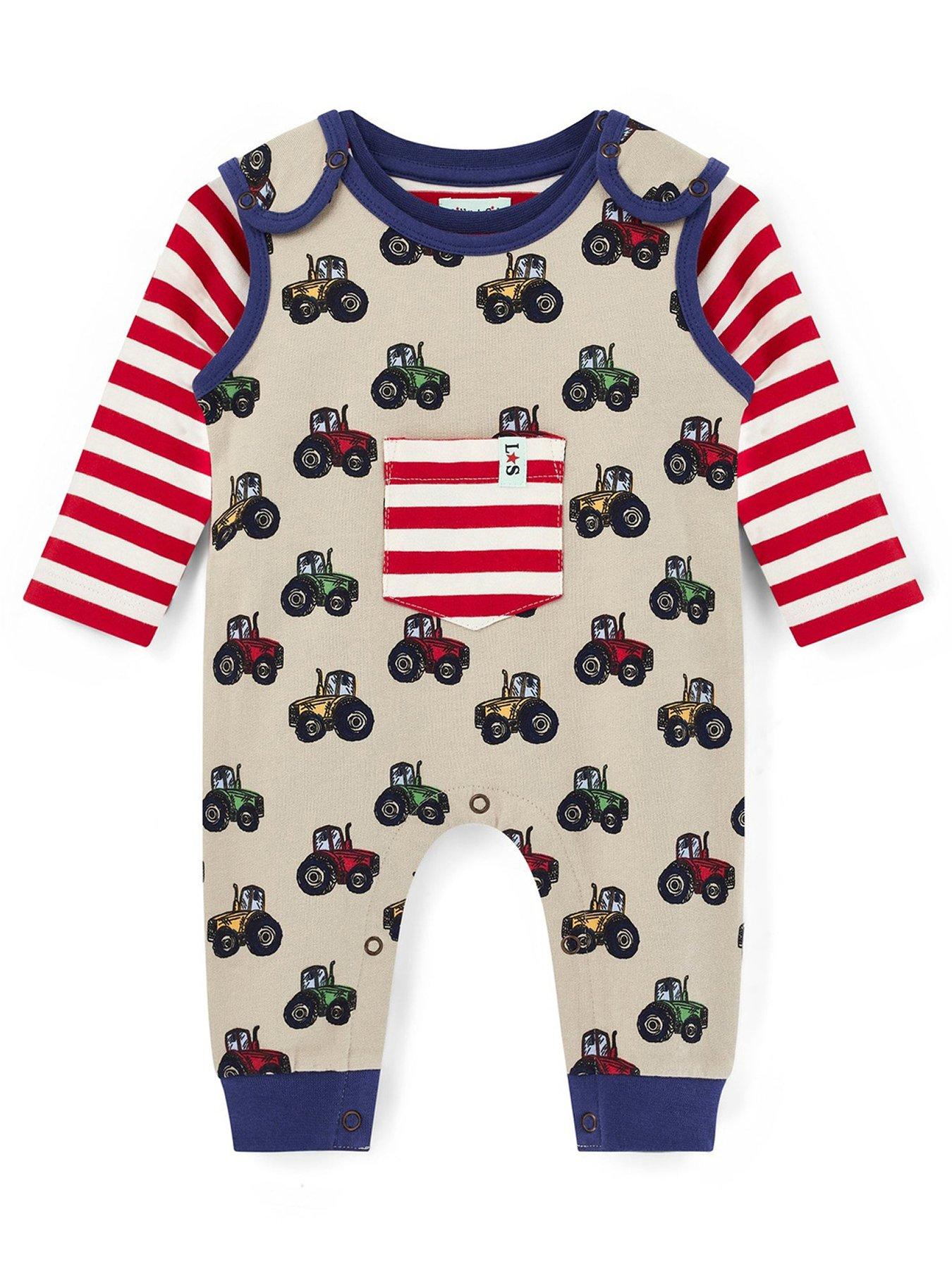 lilly-sid-boys-multicoloured-tractor-print-top-and-dungaree-set-multi