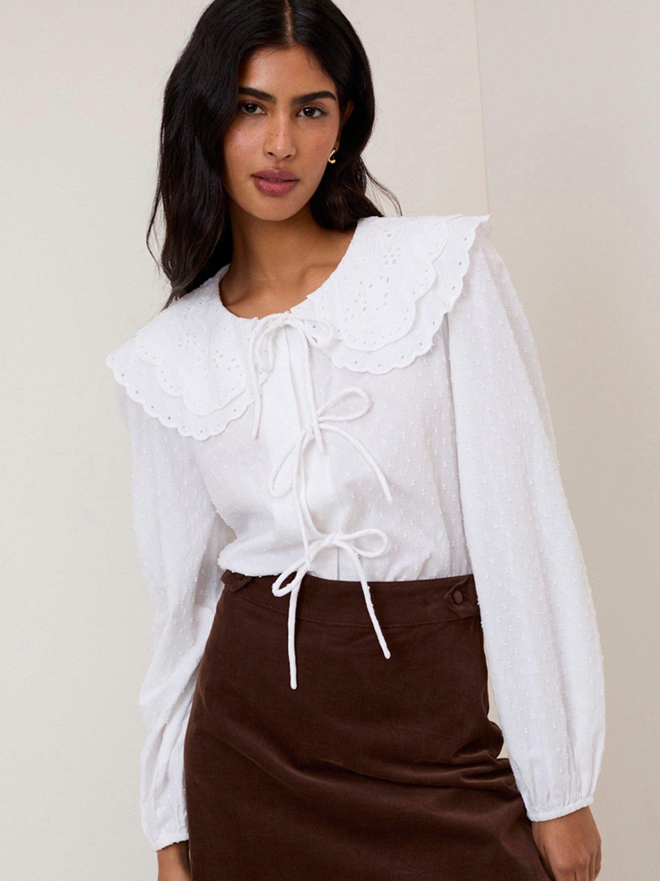 Nobodys Child Jolie Oversized Collar Blouse - White