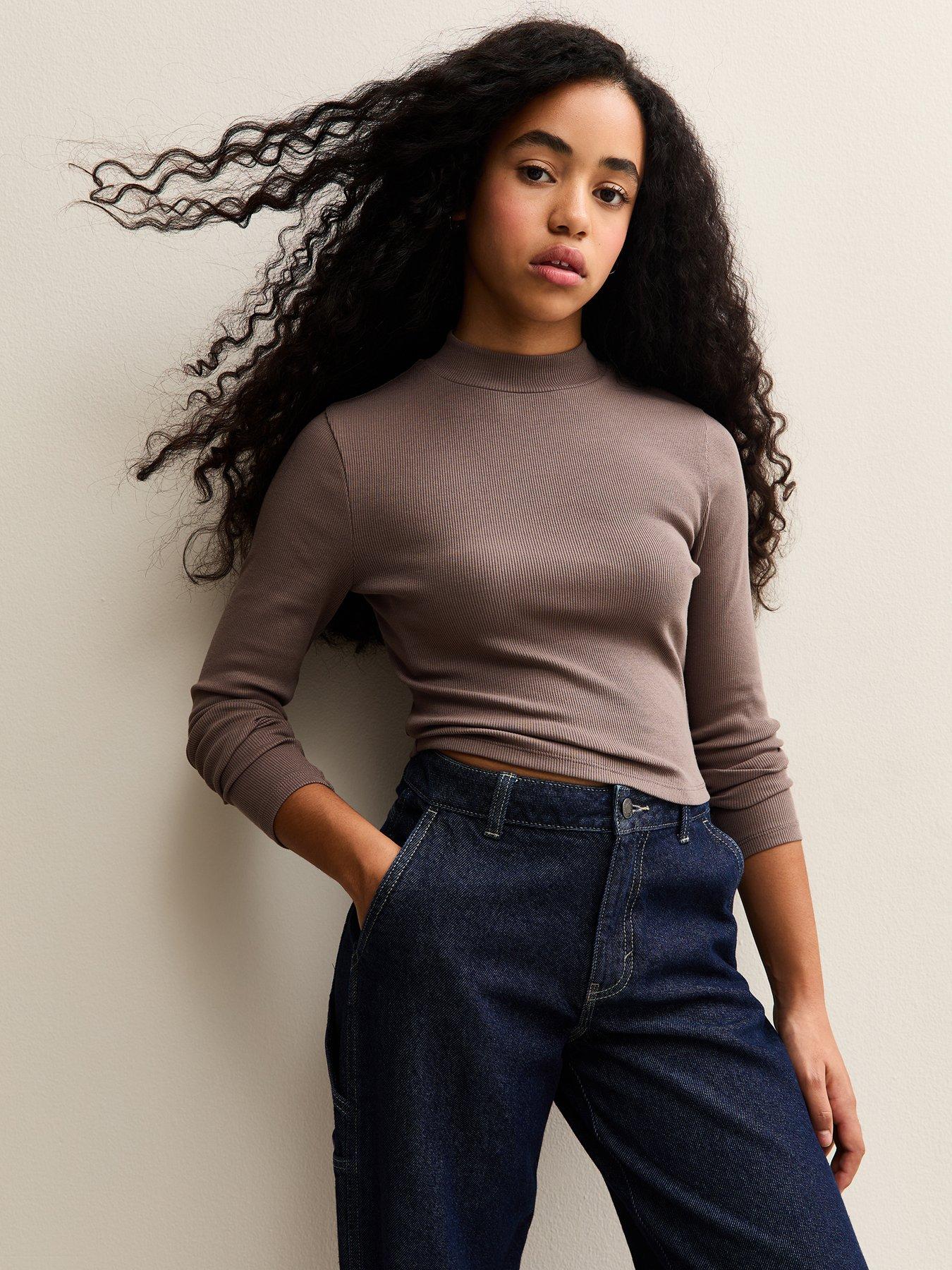 New Look 915 Girls Long Sleeve High Neck Top - Mink