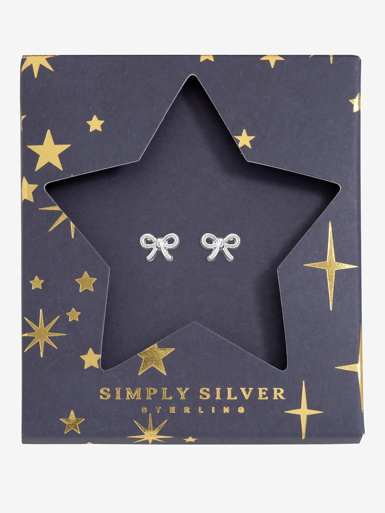 Simply Silver Sterling Silver 925 Polished Bow Earrings - Gift Sleeve