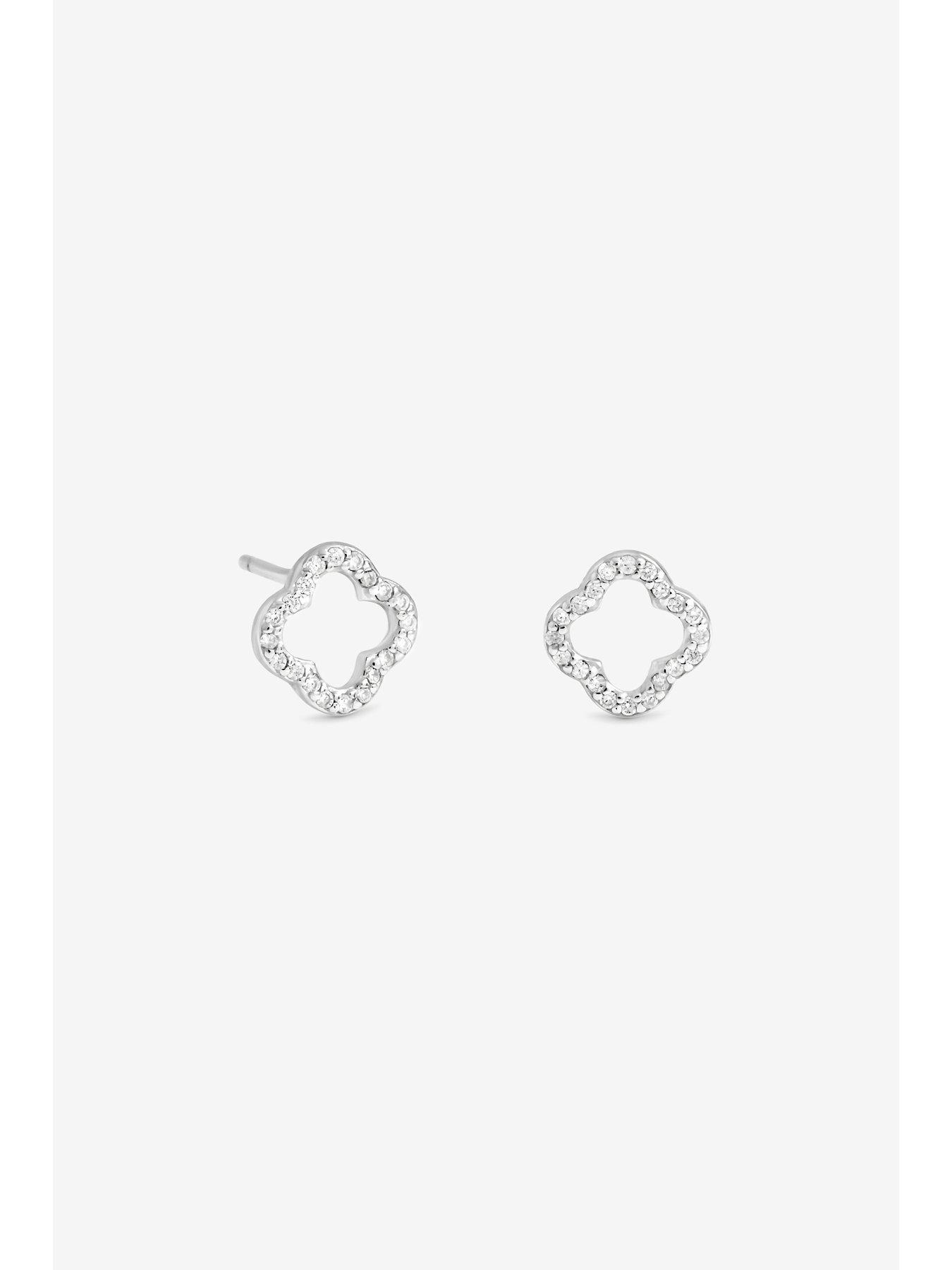 Image 4 of 4 of Simply Silver Sterling Silver 925 Cubic Zirconia Open Clover Earrings - Gift Cracker