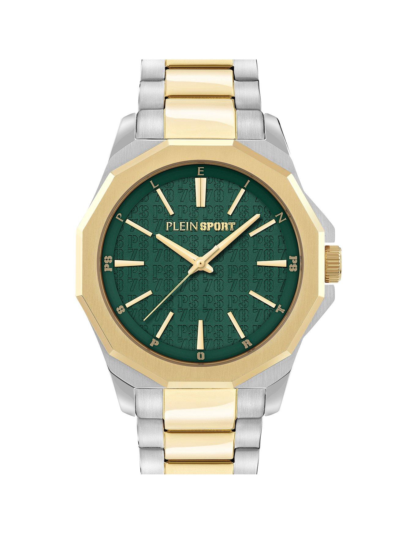 Philipp Plein Plein Sport Onyx 42MM BICO Case, Green Dial Two Tone Bracelet