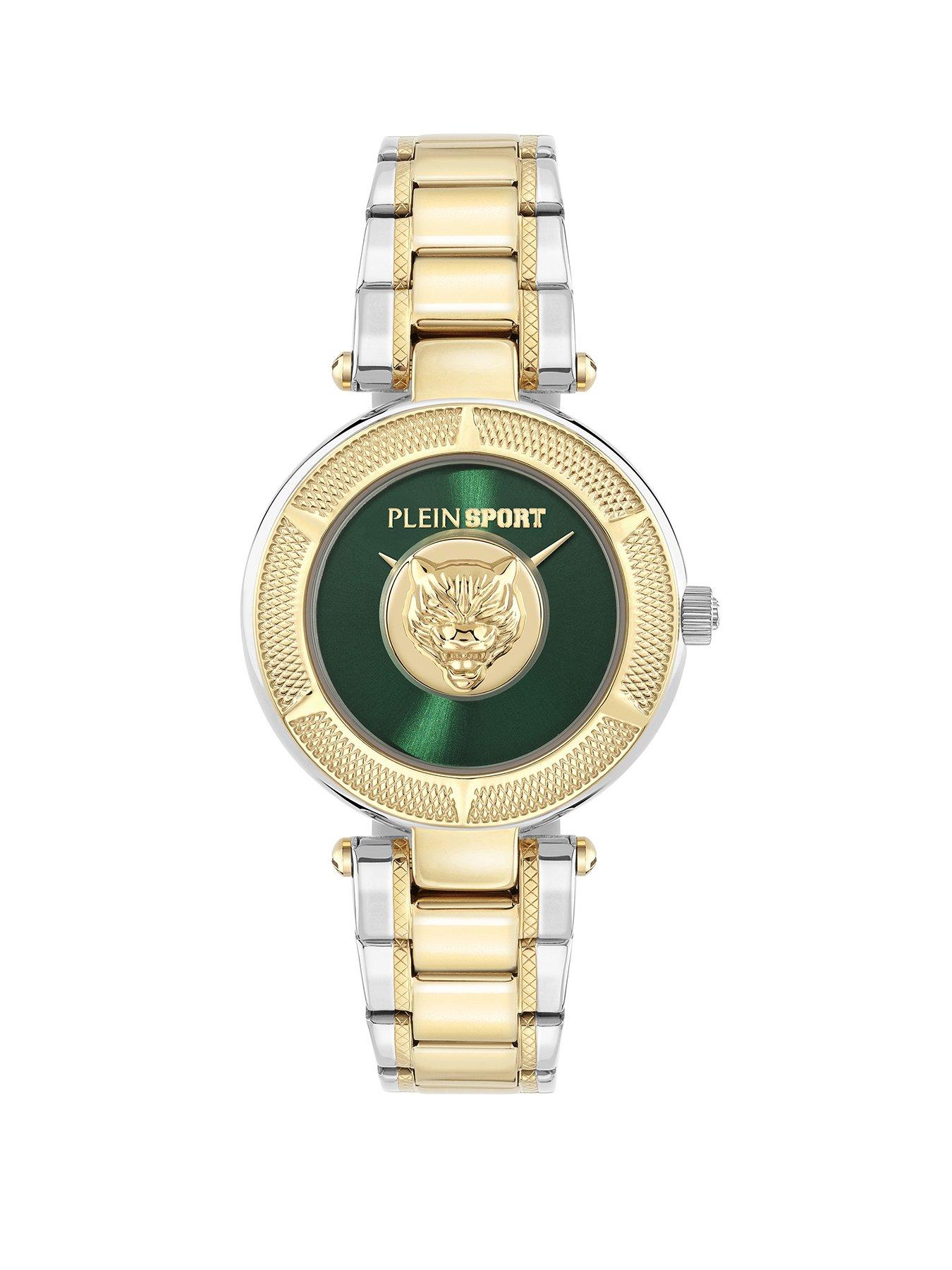 Philipp Plein Plein Sport Opium 34MM BICO Case, Green Dial, Two Tone Bracelet