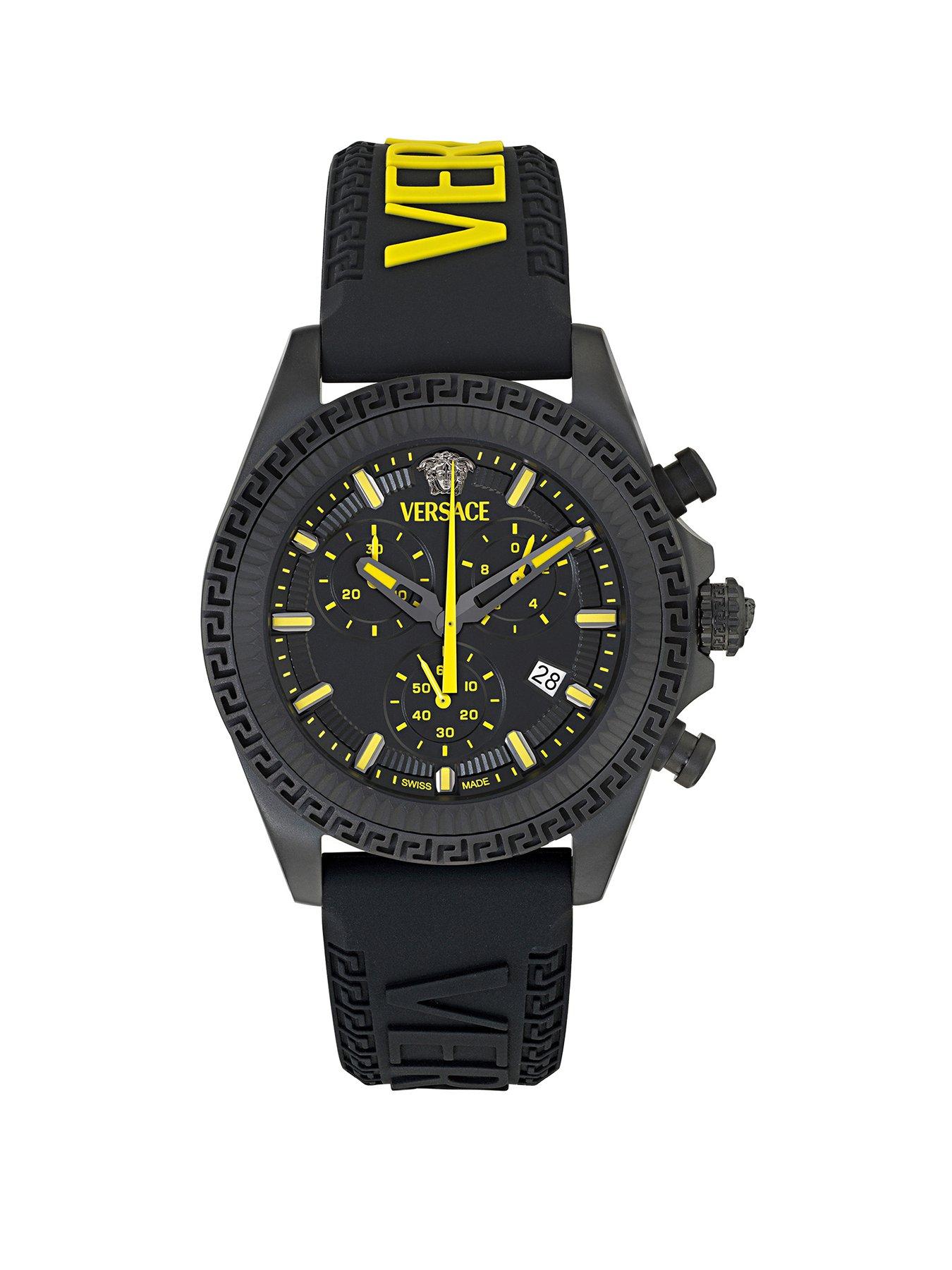 VERSACE Fornax 44mm Case IP Black Matt Case Black Dial Watch - Multi