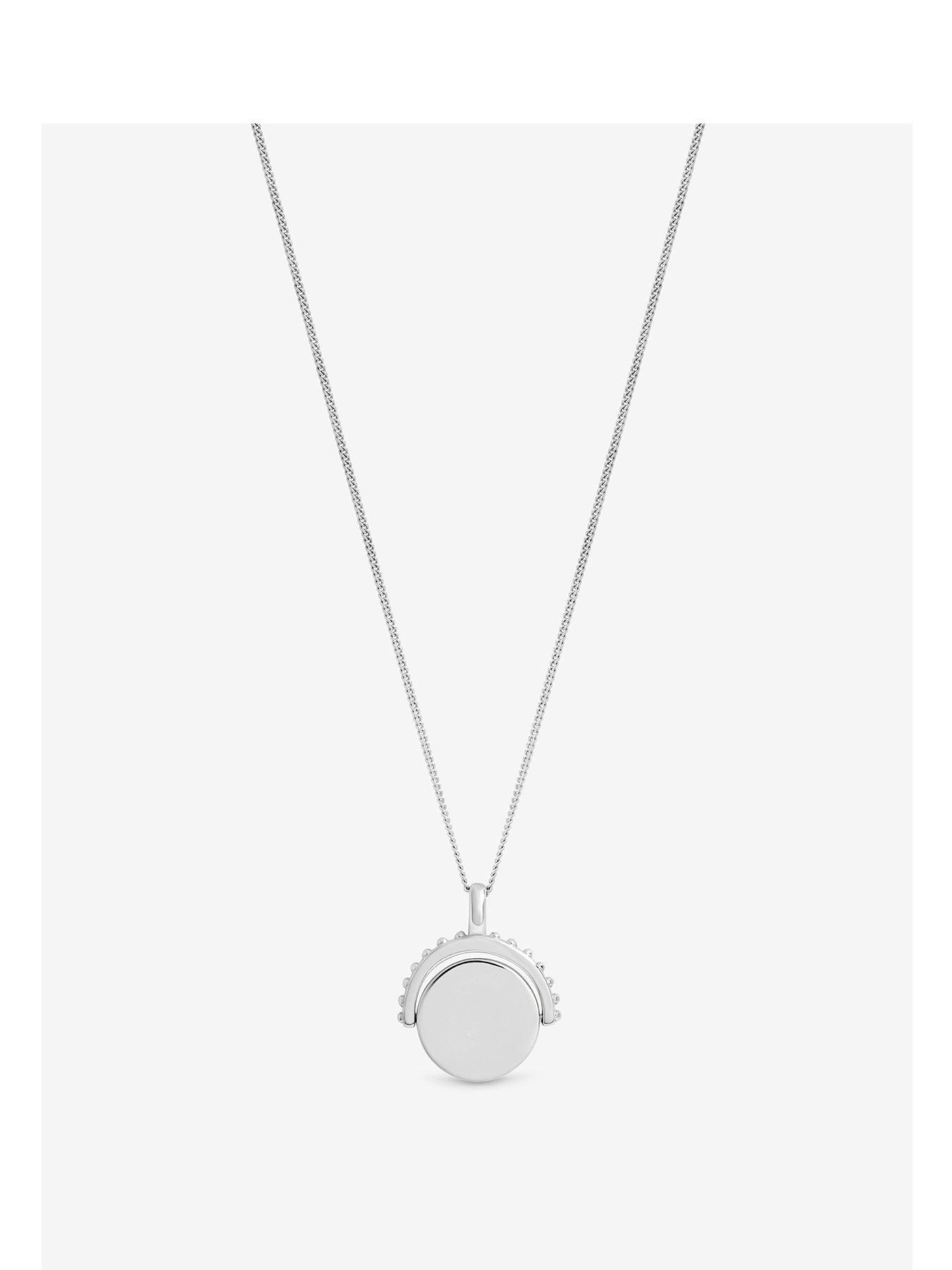 Simply Silver Sterling Silver 925 Polished Beaded Edge Spinner Pendant