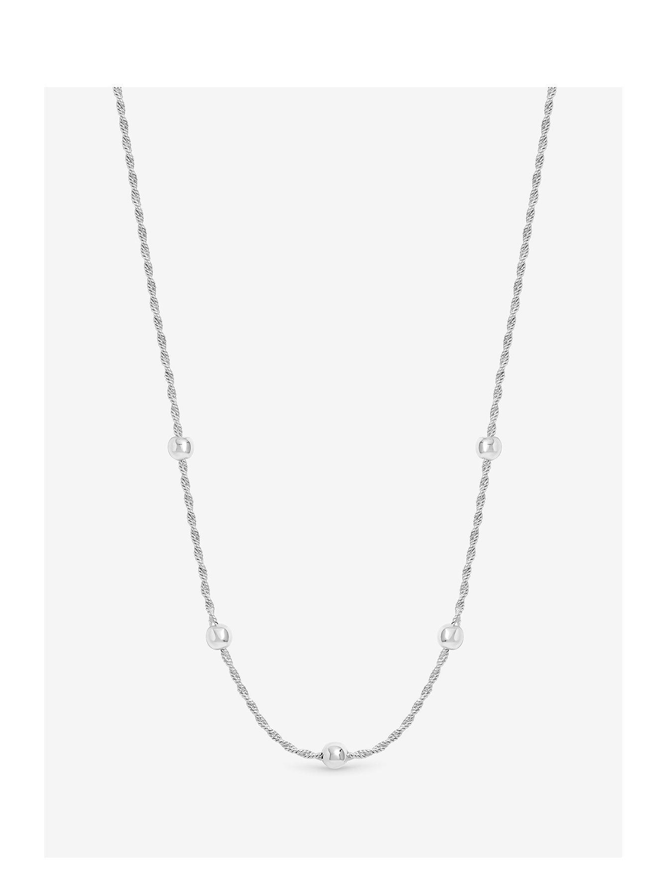 Simply Silver Sterling Silver 925 Polished Station Allway Necklace