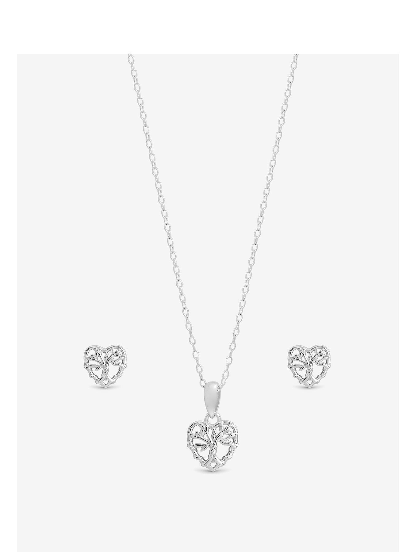 Simply Silver Sterling Silver 925 Polished Tree of Love Set - Gift Boxed