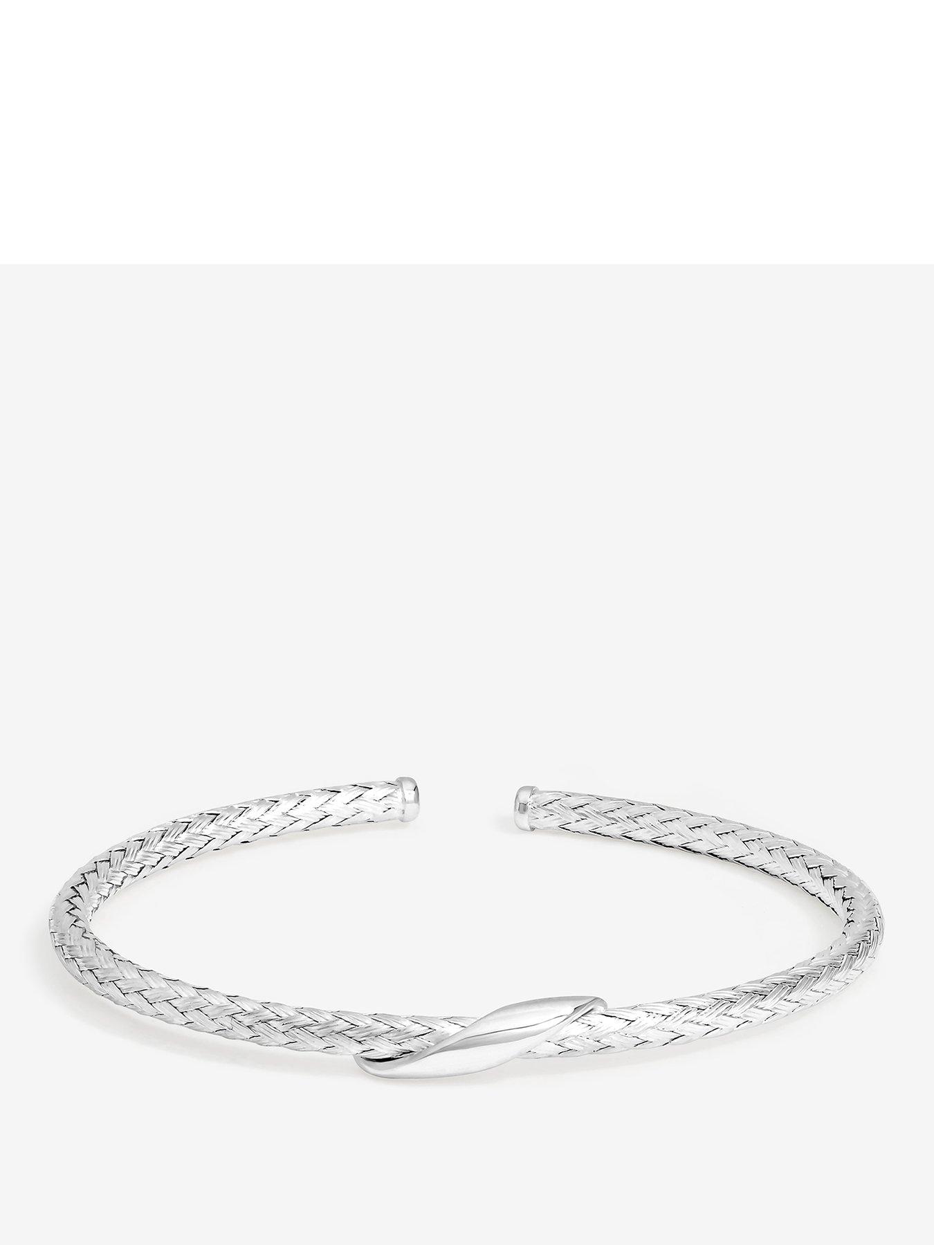 Simply Silver Sterling Silver 925 Textured Polished Cuff