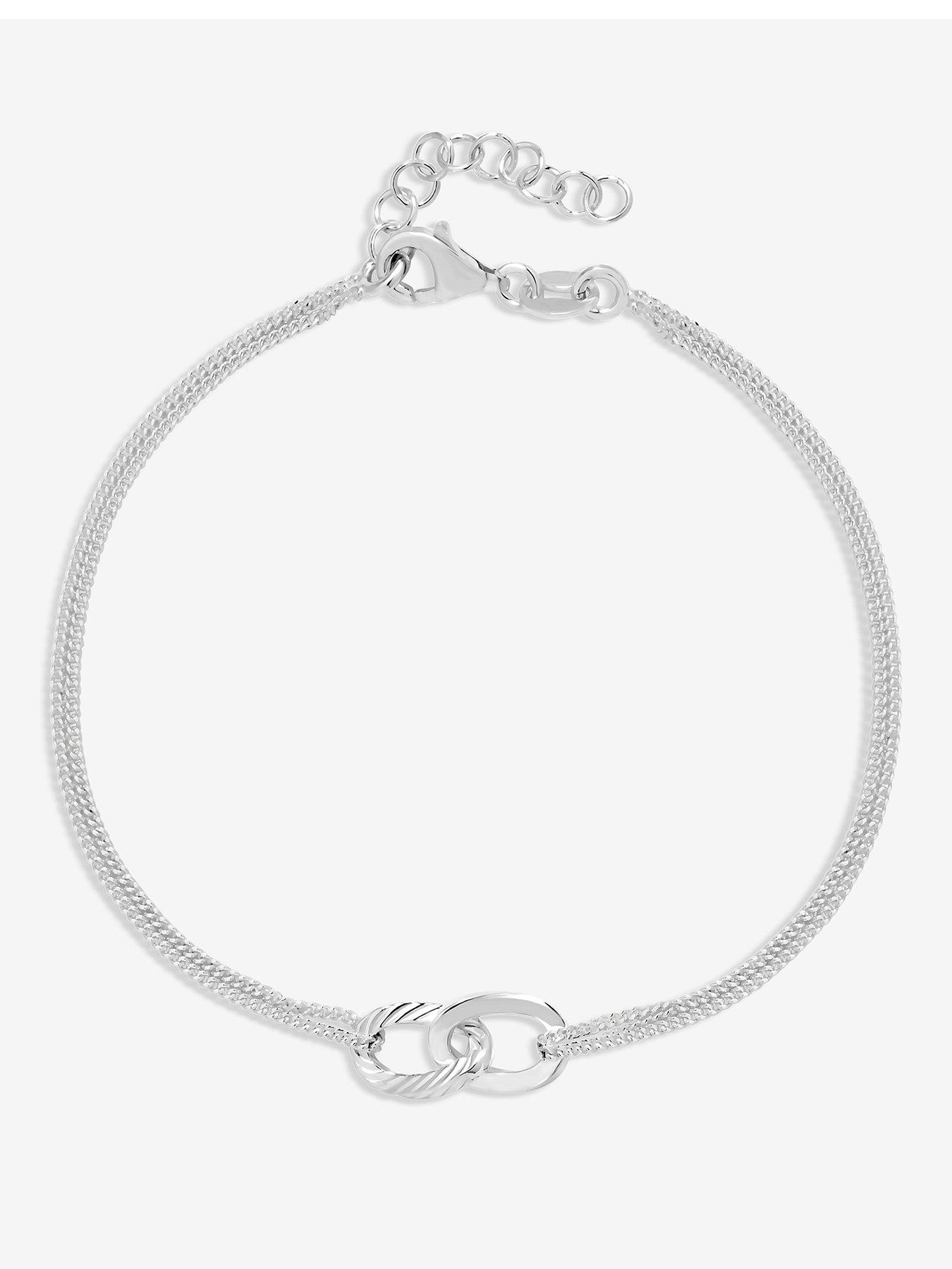 Simply Silver Sterling Silver 925 Diamond Cut Interlink Bracelet