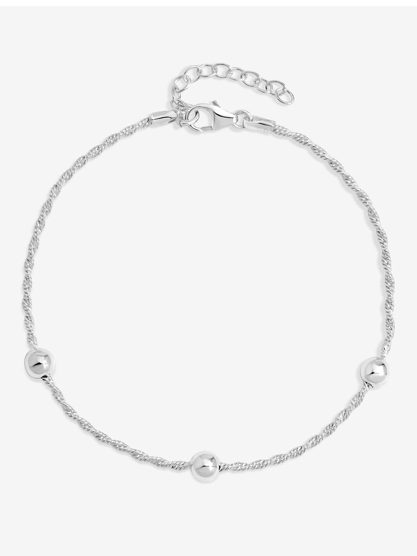 Simply Silver Sterling Silver 925 Polished Station Allway Bracelet