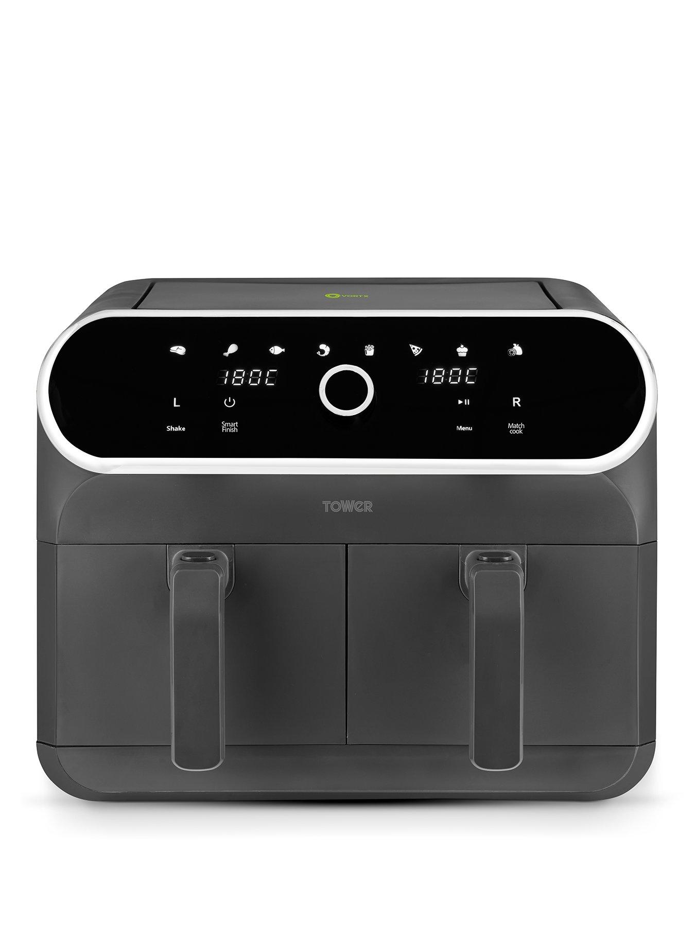 Image 1 of 7 of Tower Elite 8L Dual Basket Air Fryer, Digital Control Panel, Graphite