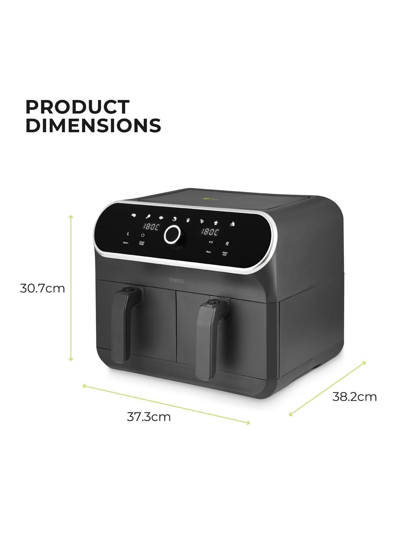Image 6 of 7 of Tower Elite 8L Dual Basket Air Fryer, Digital Control Panel, Graphite