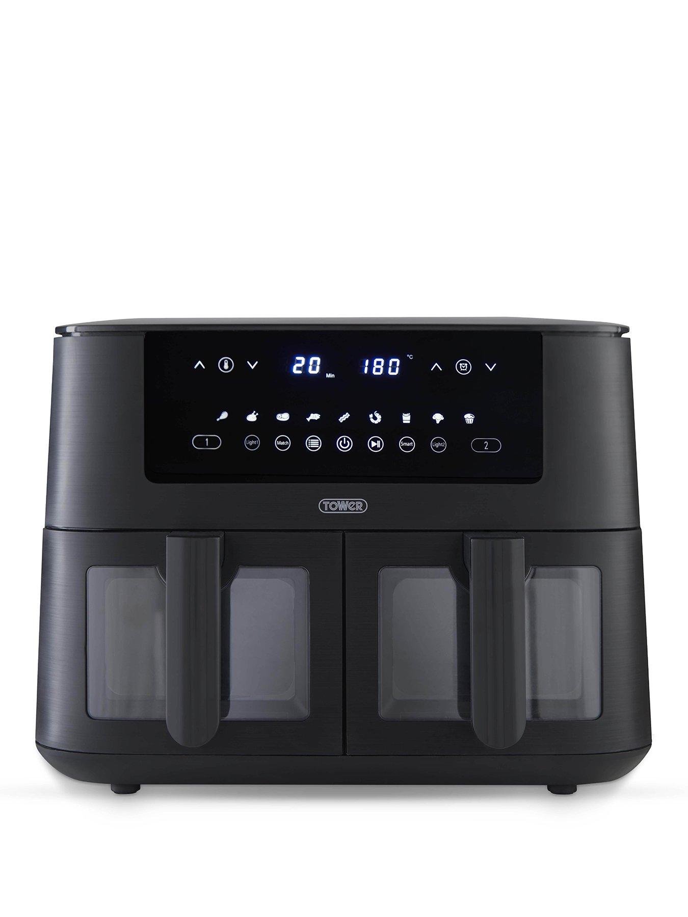 Tower Vortx 8L Dual Basket Air Fryer with Viewing Windows, Black