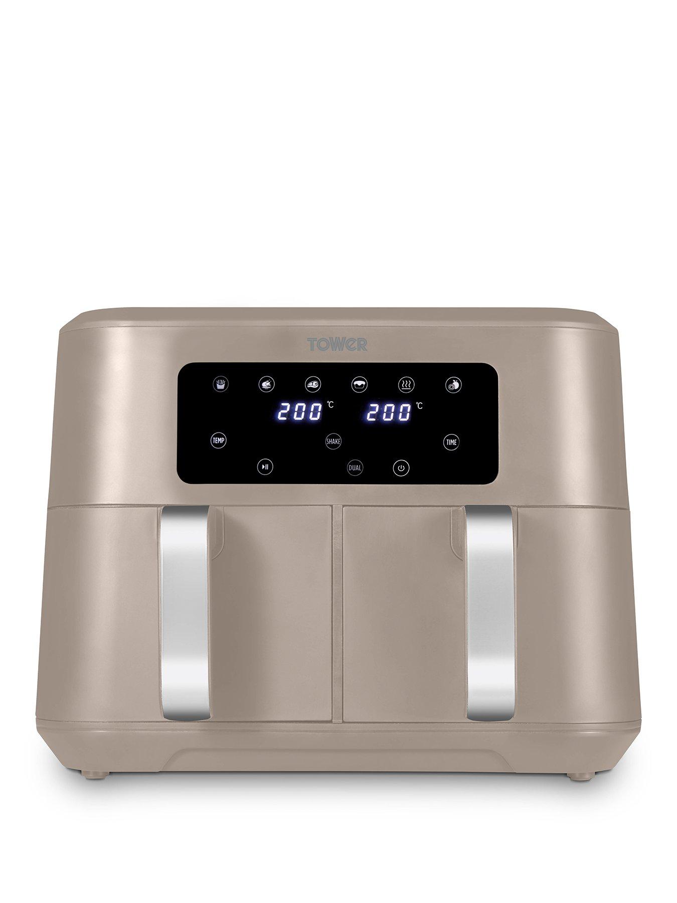 Tower Vortx 8.5L Dual Basket Air Fryer, Two 4.25L Baskets, Latte