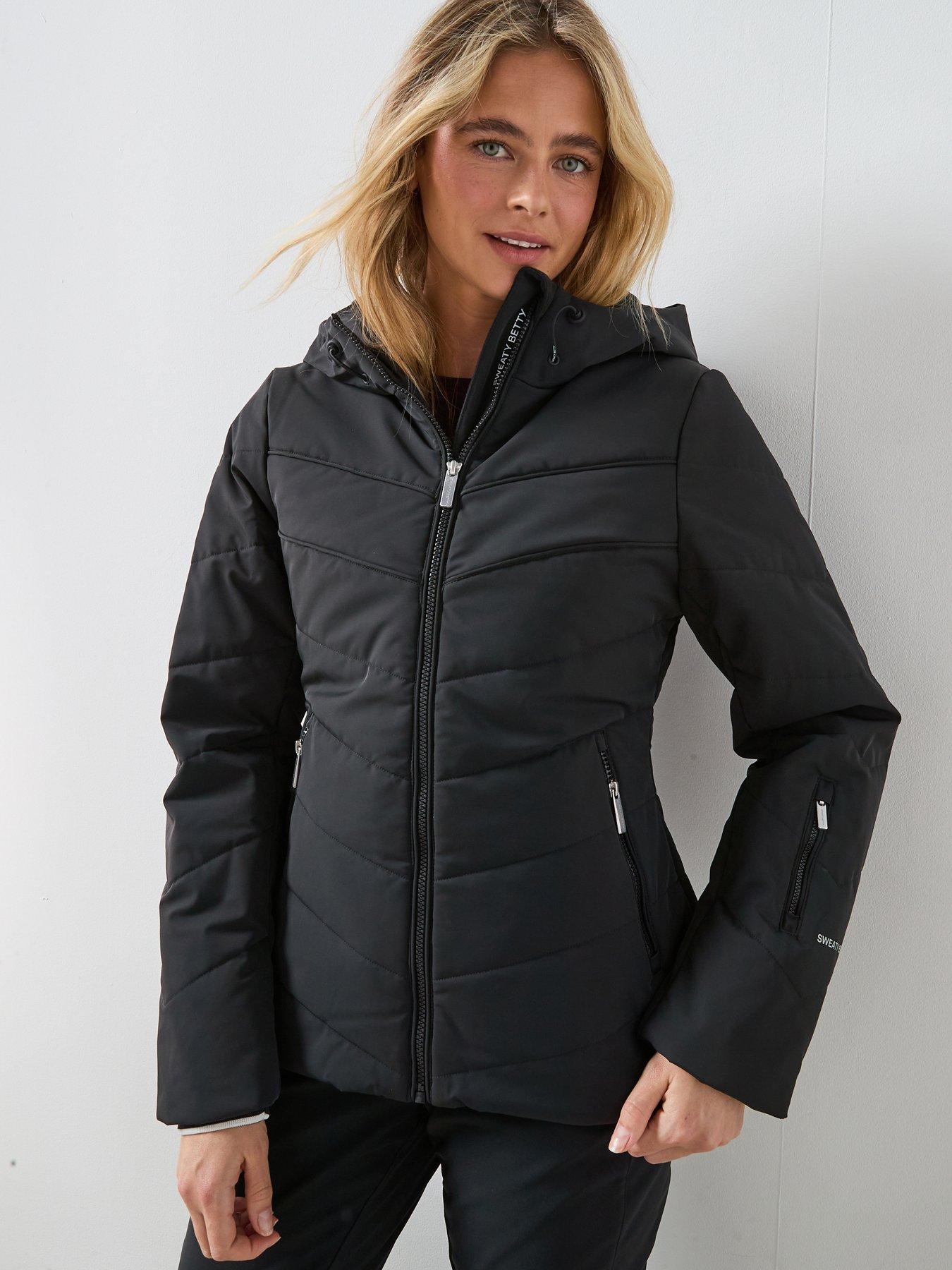 Image 1 of 6 of Sweaty Betty Exploration Water Resistant Chevron Ski Jacket - Black
