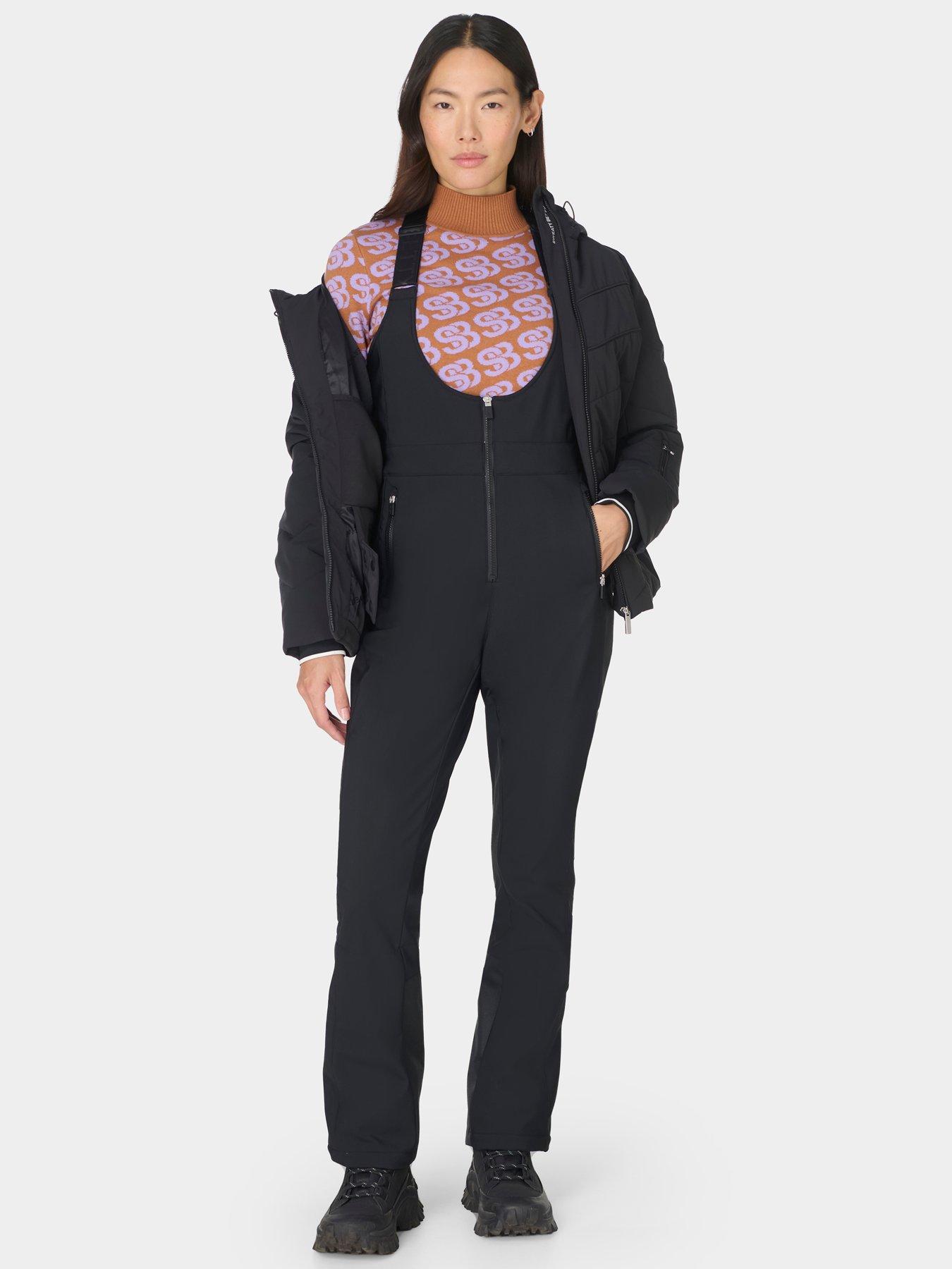 Image 3 of 5 of Sweaty Betty Power Sculpting Water Resistant Bib Salopettes - Black