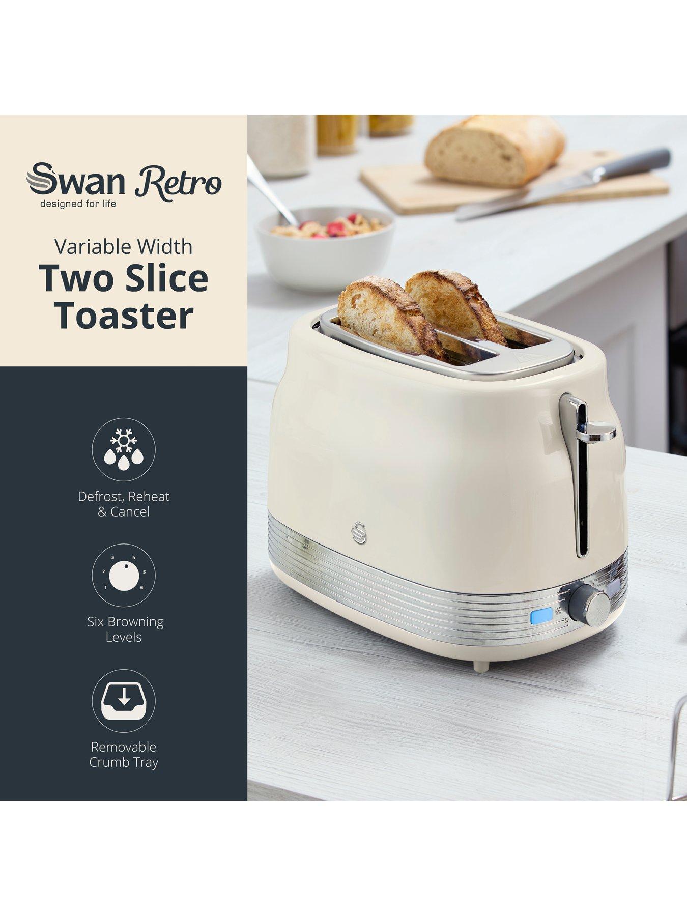 Swan ST19028C Retro Revive 2 Slice Toaster - Chantilly Cream & Chrome ...