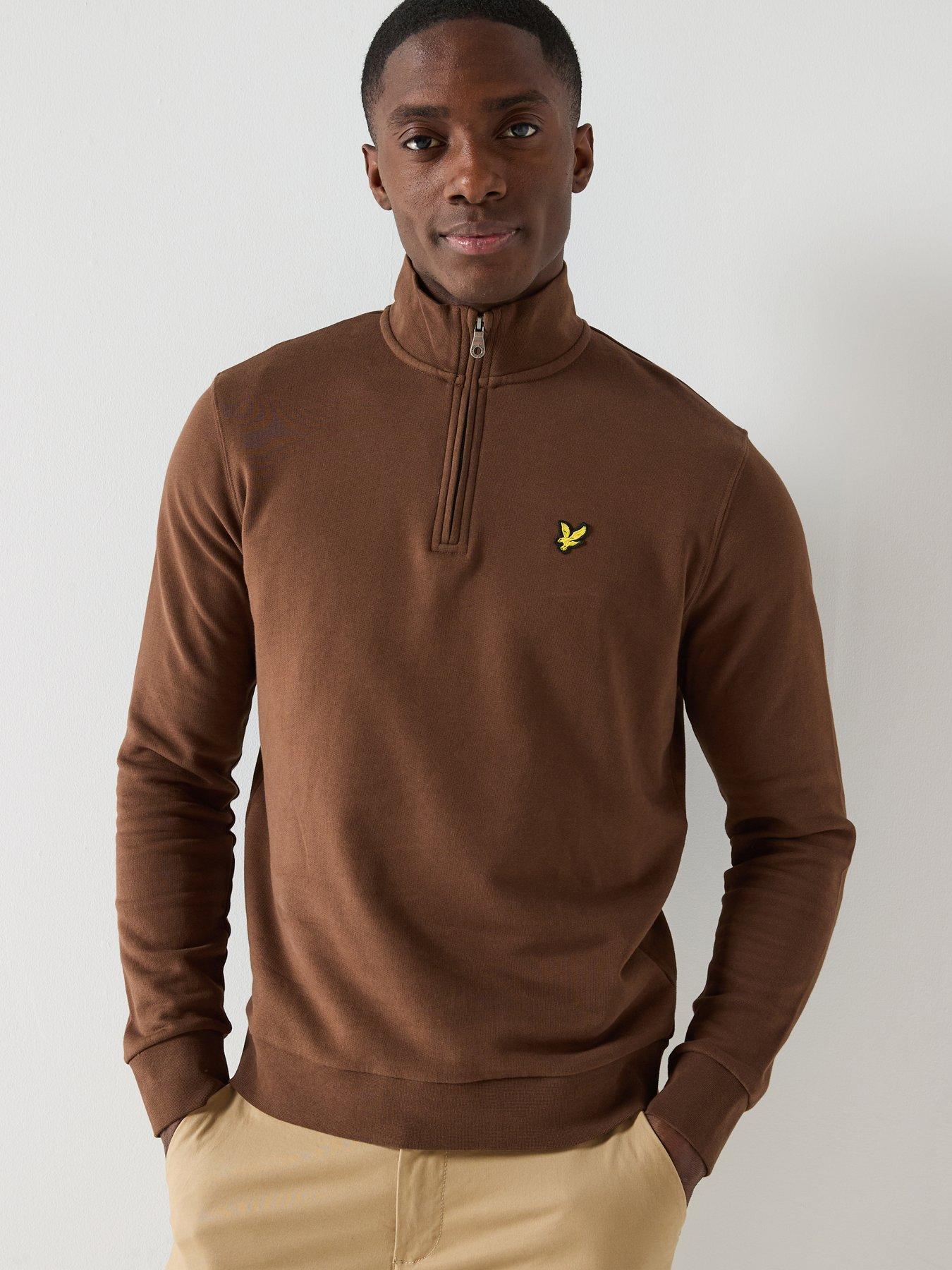 Lyle & Scott Loopback Quarter Zip Sweat Top - Brown