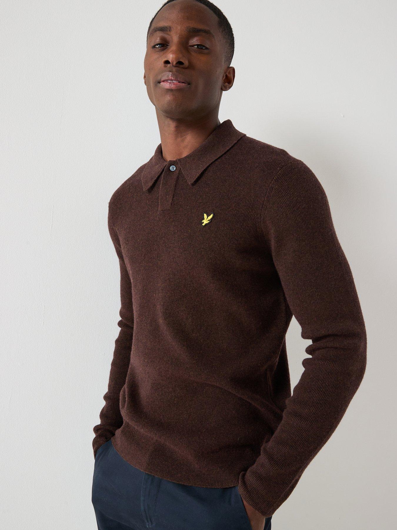 Lyle & Scott Lambswool Blend Rugby Jumper - Brown