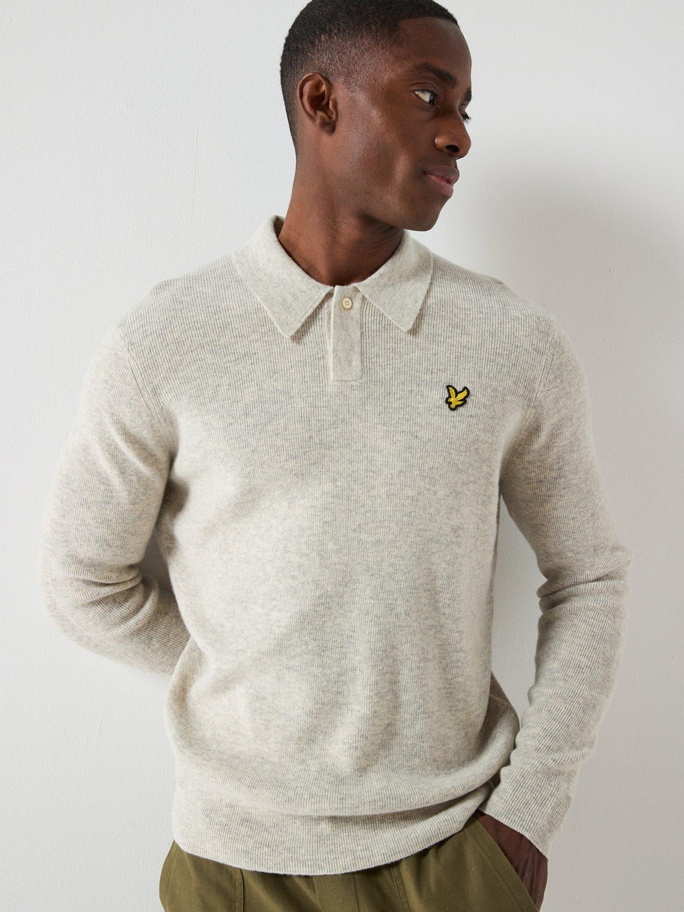 Lyle & Scott Lambswool Blend Rugby Jumper, Grey, Size Xl, Men