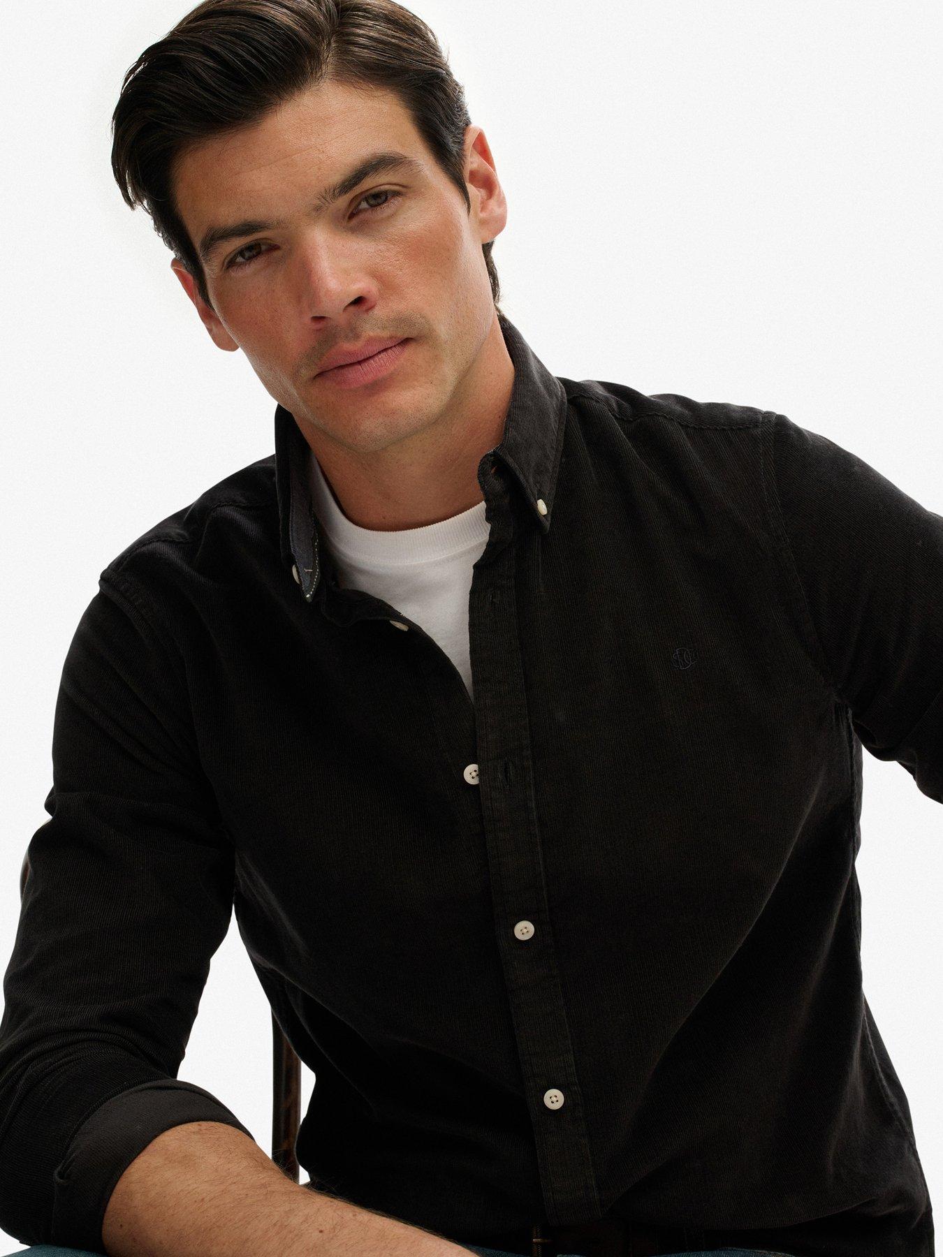 Superdry Classic Needle Cord Long Sleeve Shirt - Black