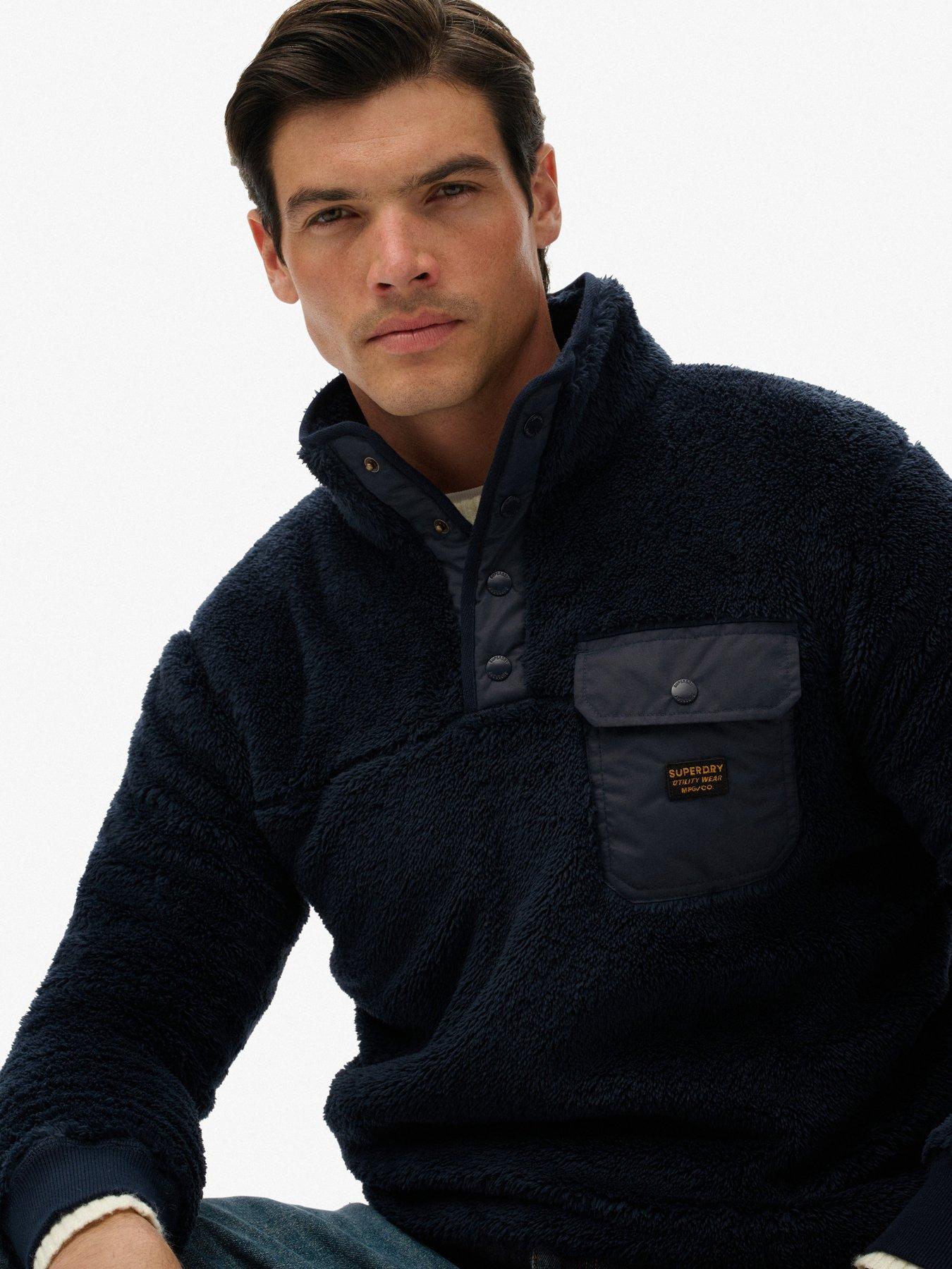 Image 5 of 6 of Superdry High Fleece Henley Sweat - Black