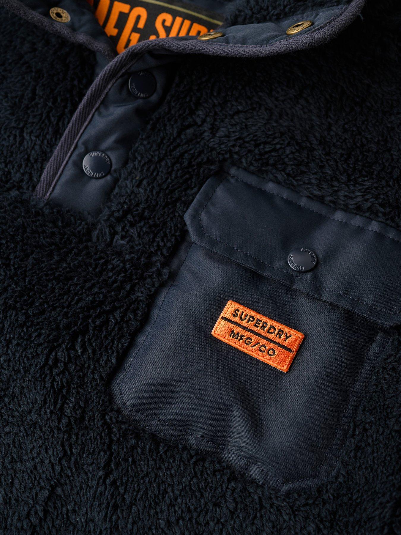 Image 6 of 6 of Superdry High Fleece Henley Sweat - Black