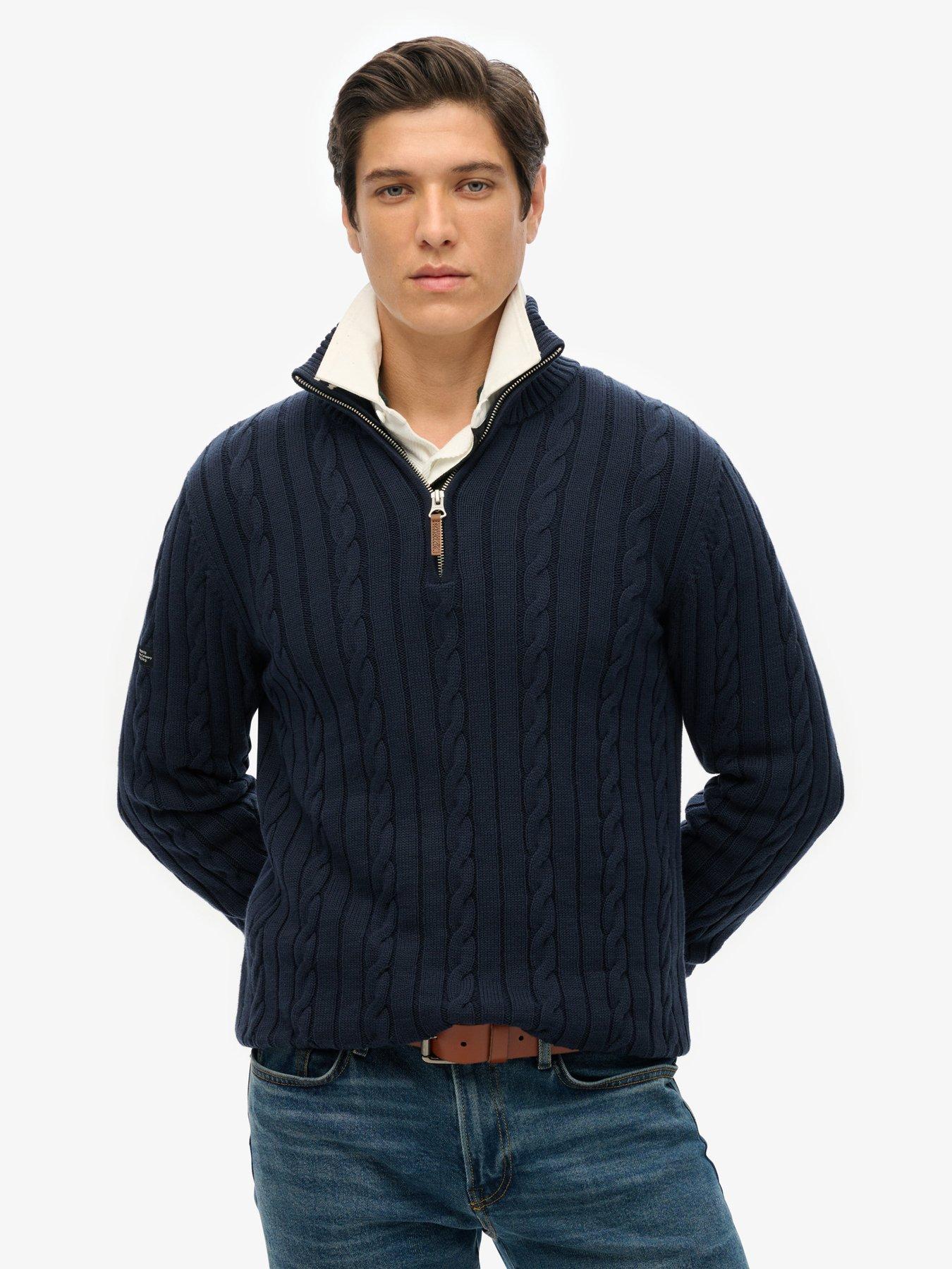 Superdry Superdry Preppy Cotton Cable Half Zip Knitted Jumper